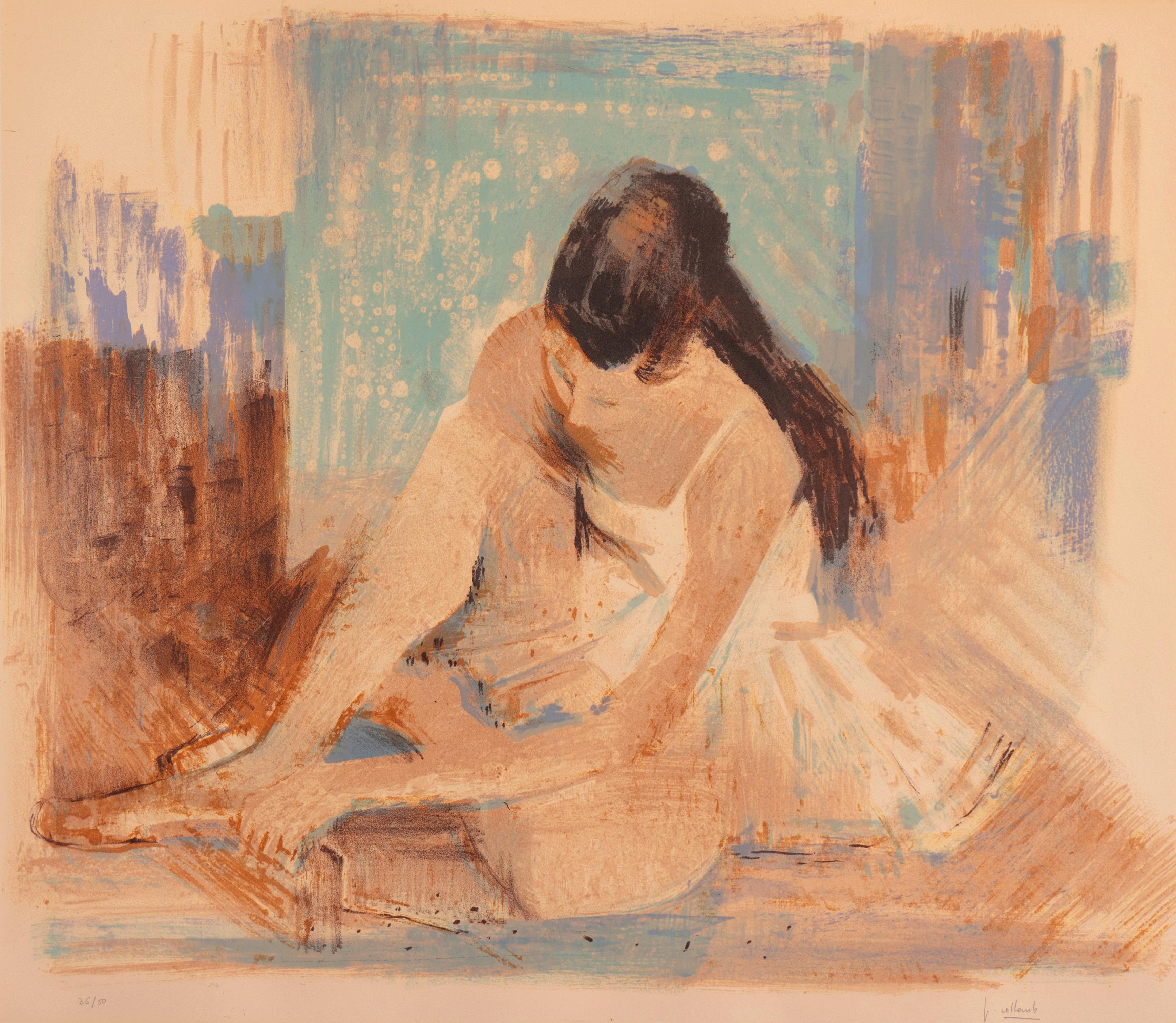 Paul Collomb Figurative Print - 'Ballerina, Preparing for the Recital', Museum of Modern Art, Paris, NY MOMA