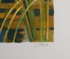 Paul Collomb : Blue Irises, Original signed lithograph