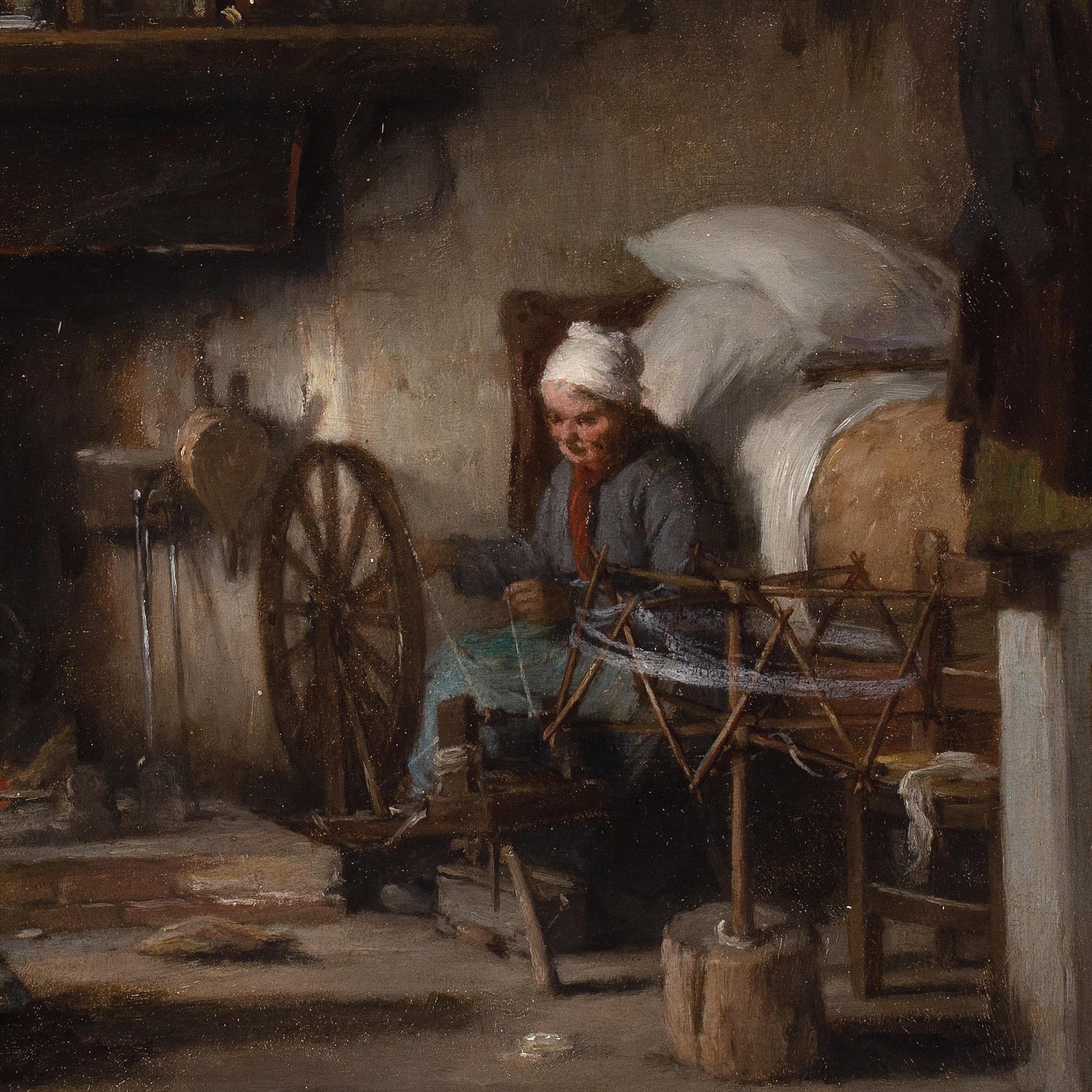 Paul Constant Soyer, Hütteneinrichtung mit Kind, das Gemüseschälen, von Paul Constant Soyer im Angebot 5
