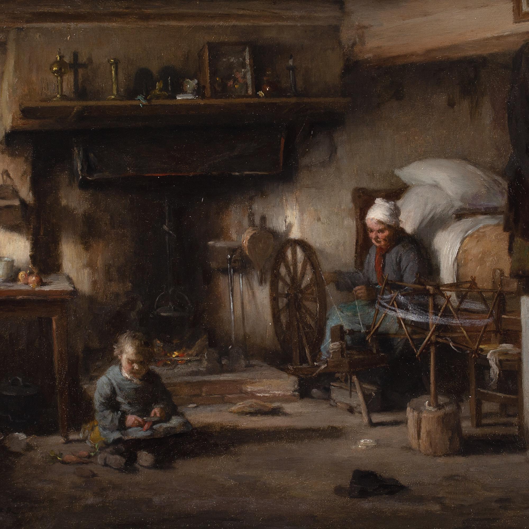 Paul Constant Soyer, Hütteneinrichtung mit Kind, das Gemüseschälen, von Paul Constant Soyer im Angebot 6