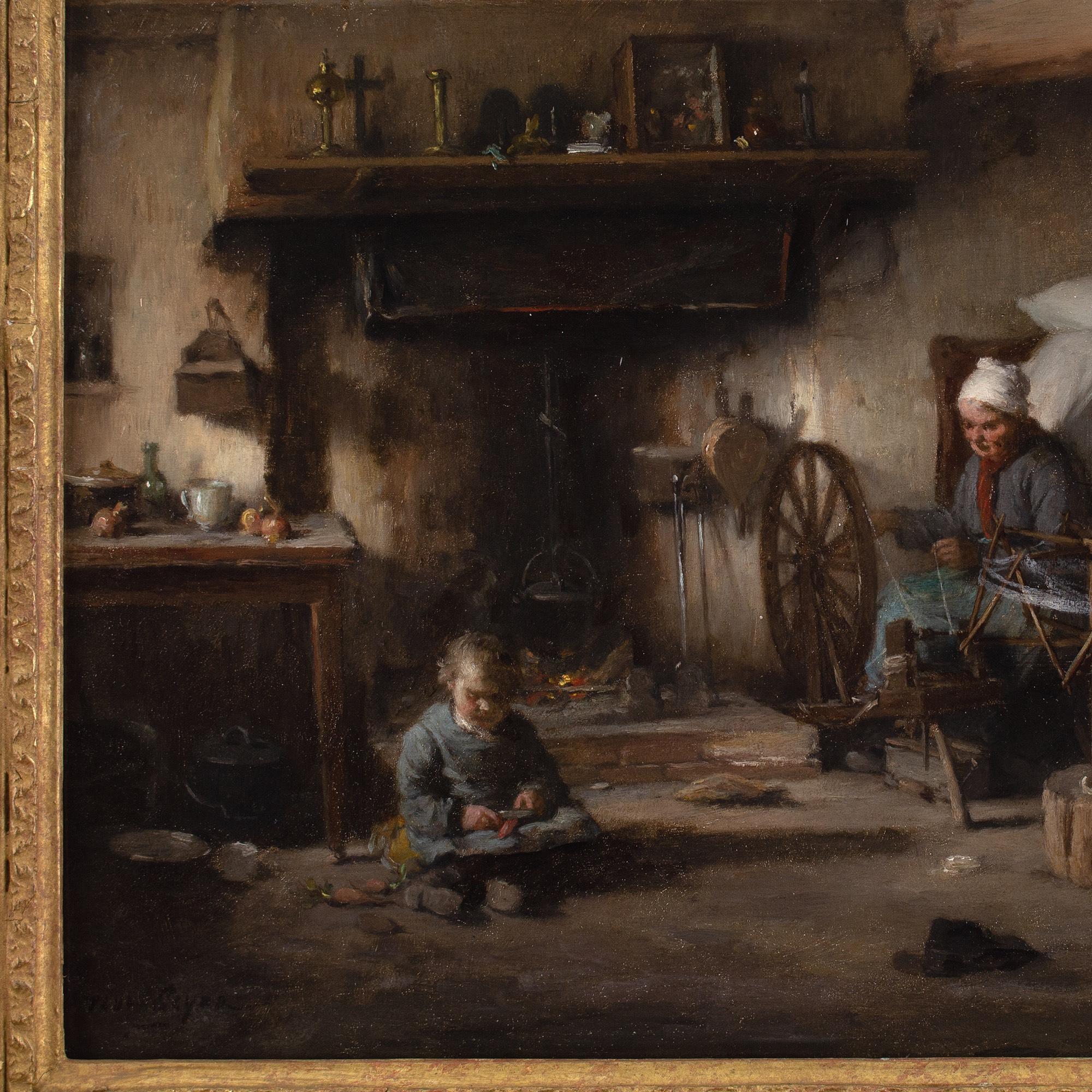Paul Constant Soyer, Hütteneinrichtung mit Kind, das Gemüseschälen, von Paul Constant Soyer im Angebot 7