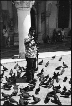 Edition 1/10 - Feeding Pigeons, Venice, Italy, Silver Gelatin Photograph