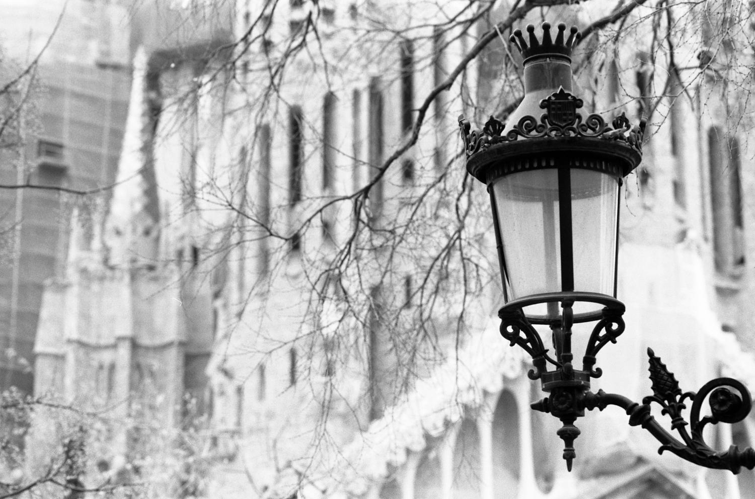 Paul Cooklin Black and White Photograph - Edition 1/10 - Street Lamp, Barcelona, Spain, Silver Gelatin Photograph