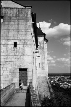 Girl Exiting Royal Fortress of Chinon, France Print
