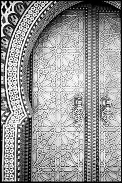 Porte decorate del Palazzo Reale, Fes, Marocco Stampa