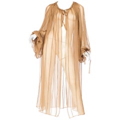 Paul Cormack Sheer Chiffon Balloon Sleeve Jacket Robe 1970s