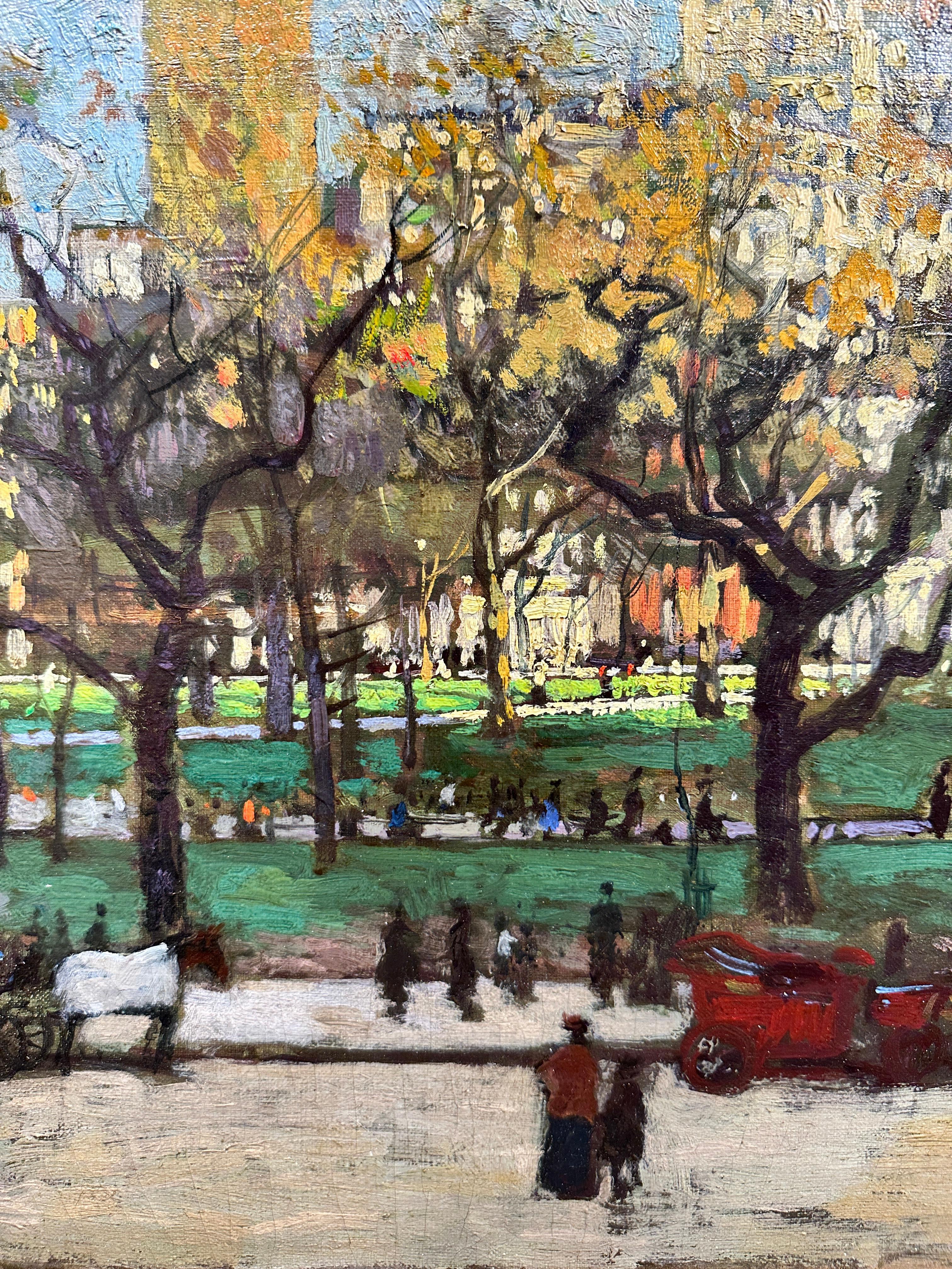 Afternoon, Madison Square - Tonalist Painting by Paul Cornoyer