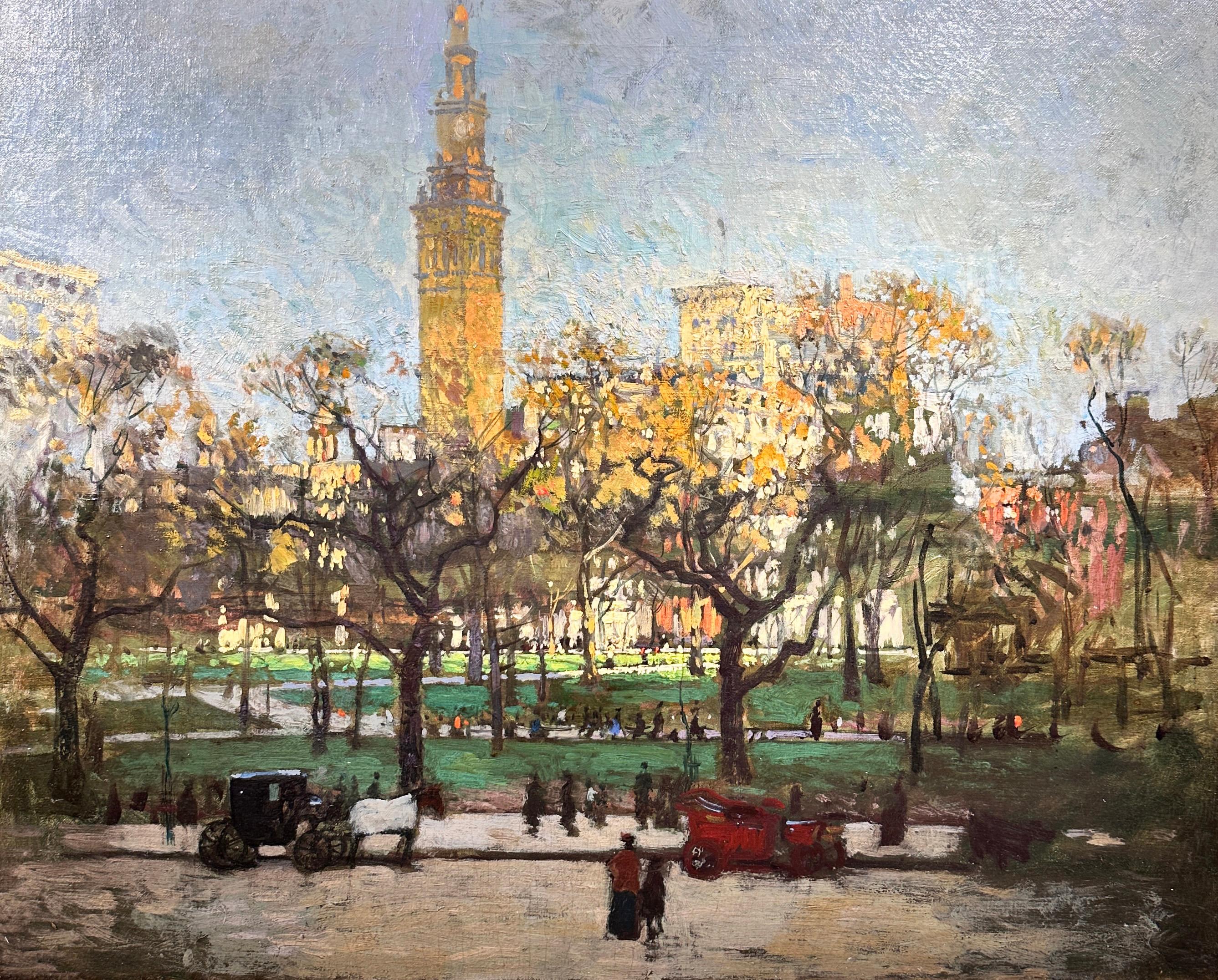 Paul Cornoyer Landscape Painting - Afternoon, Madison Square