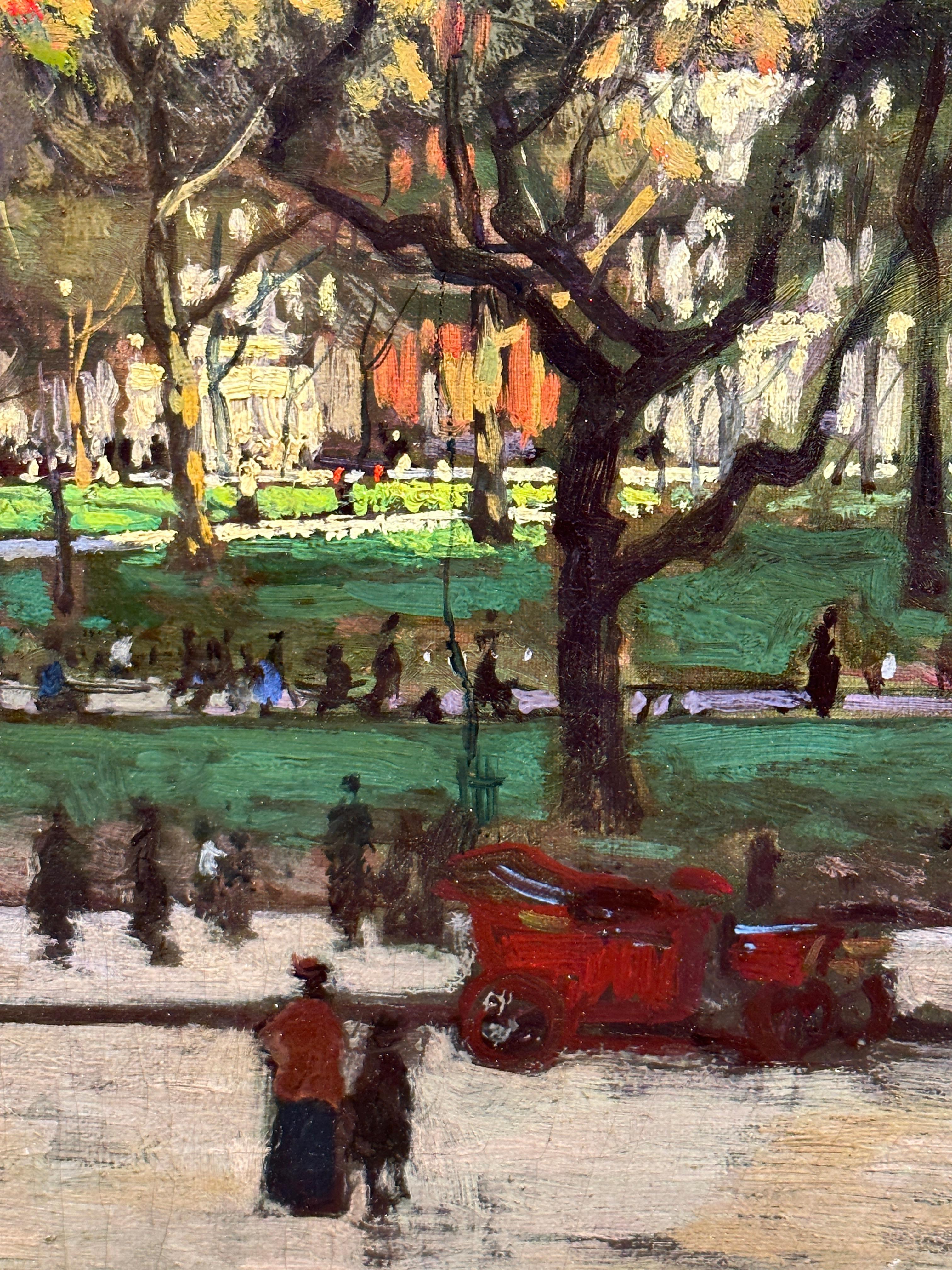 Afternoon, Madison Square - Brown Landscape Painting by Paul Cornoyer