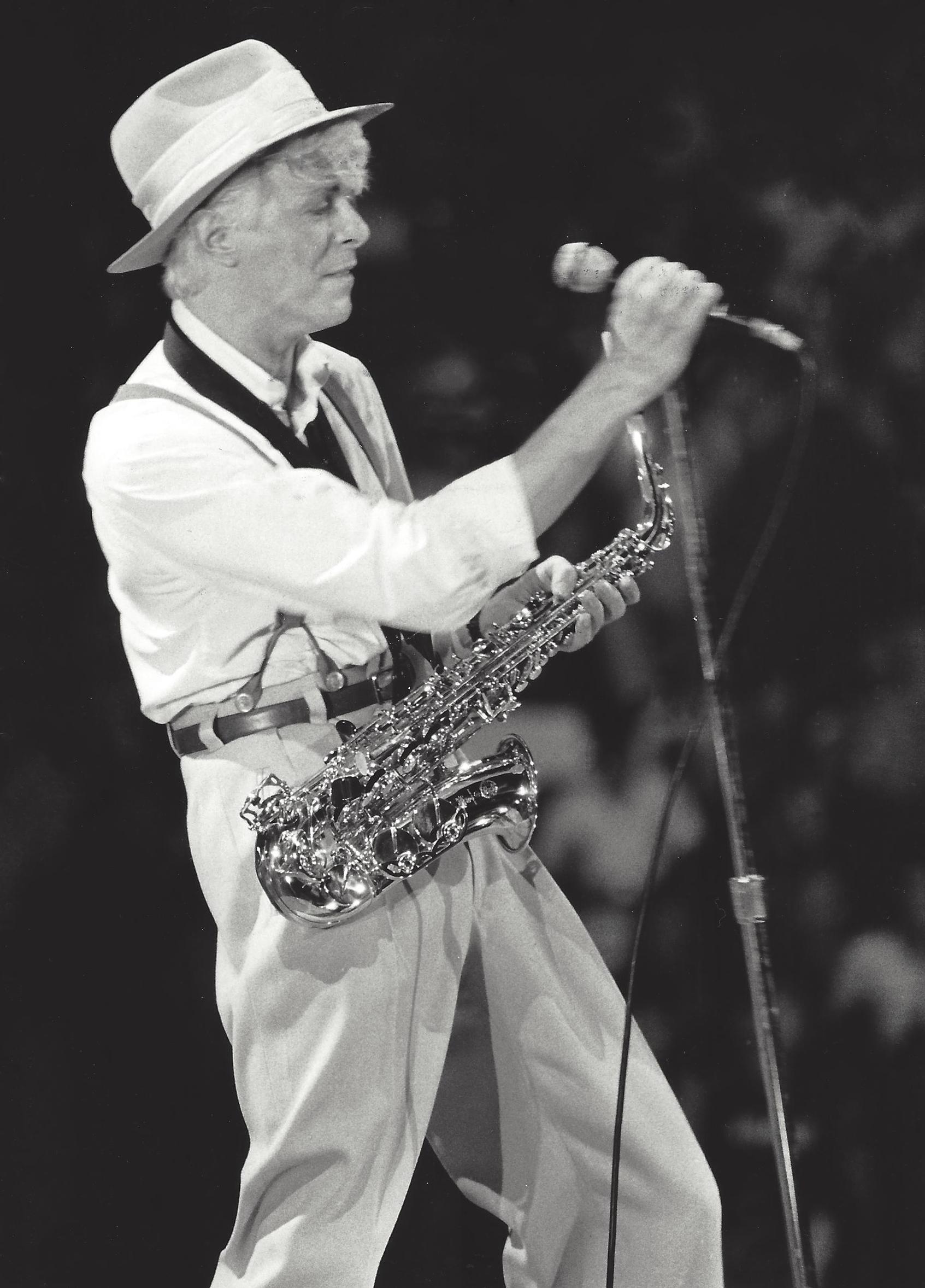 Paul Cox Black and White Photograph - David Bowie Performing with Saxaphone Vintage Original Photograph