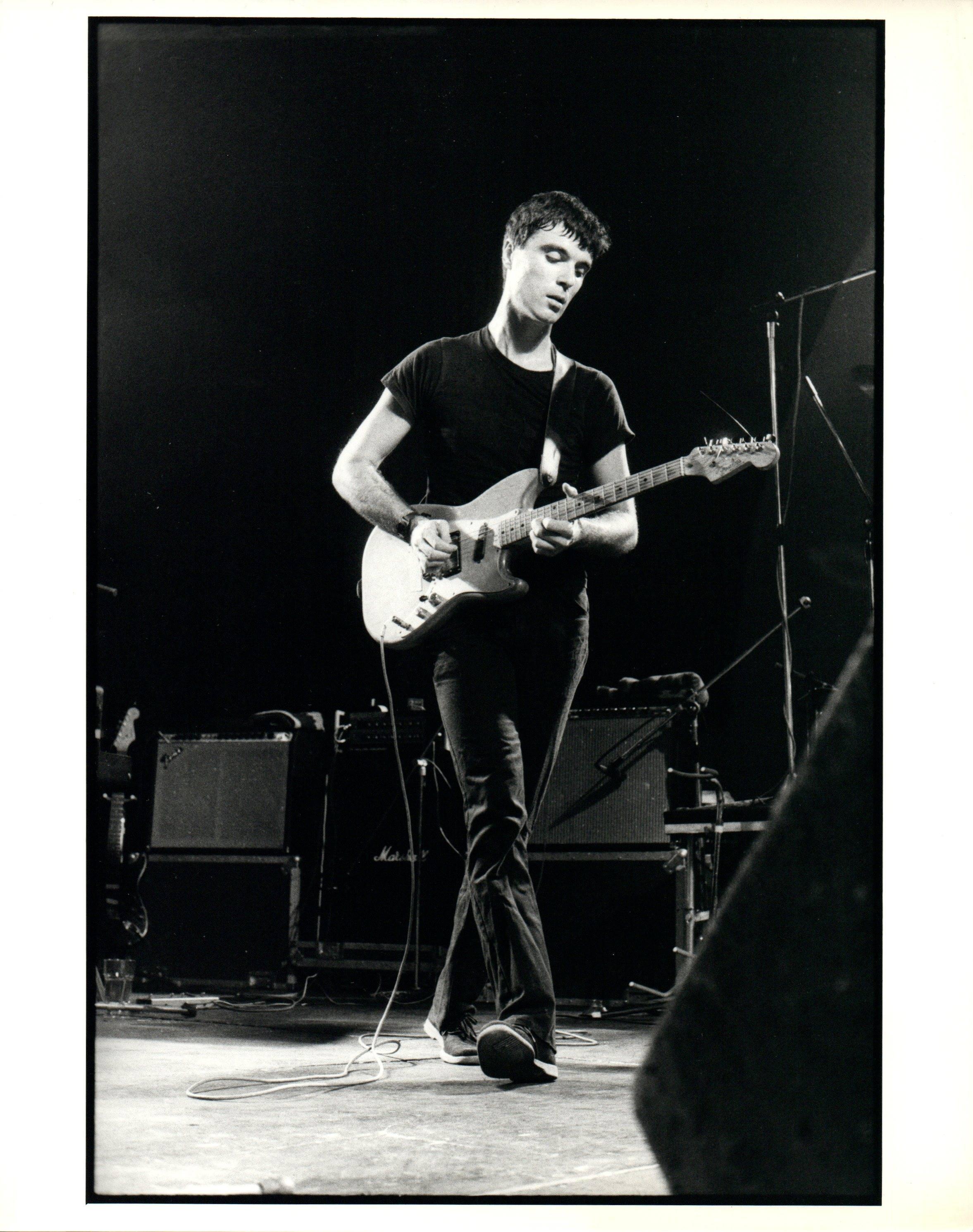 Paul Cox Black and White Photograph - David Byrne of Talking Heads on Stage Vintage Original Photograph
