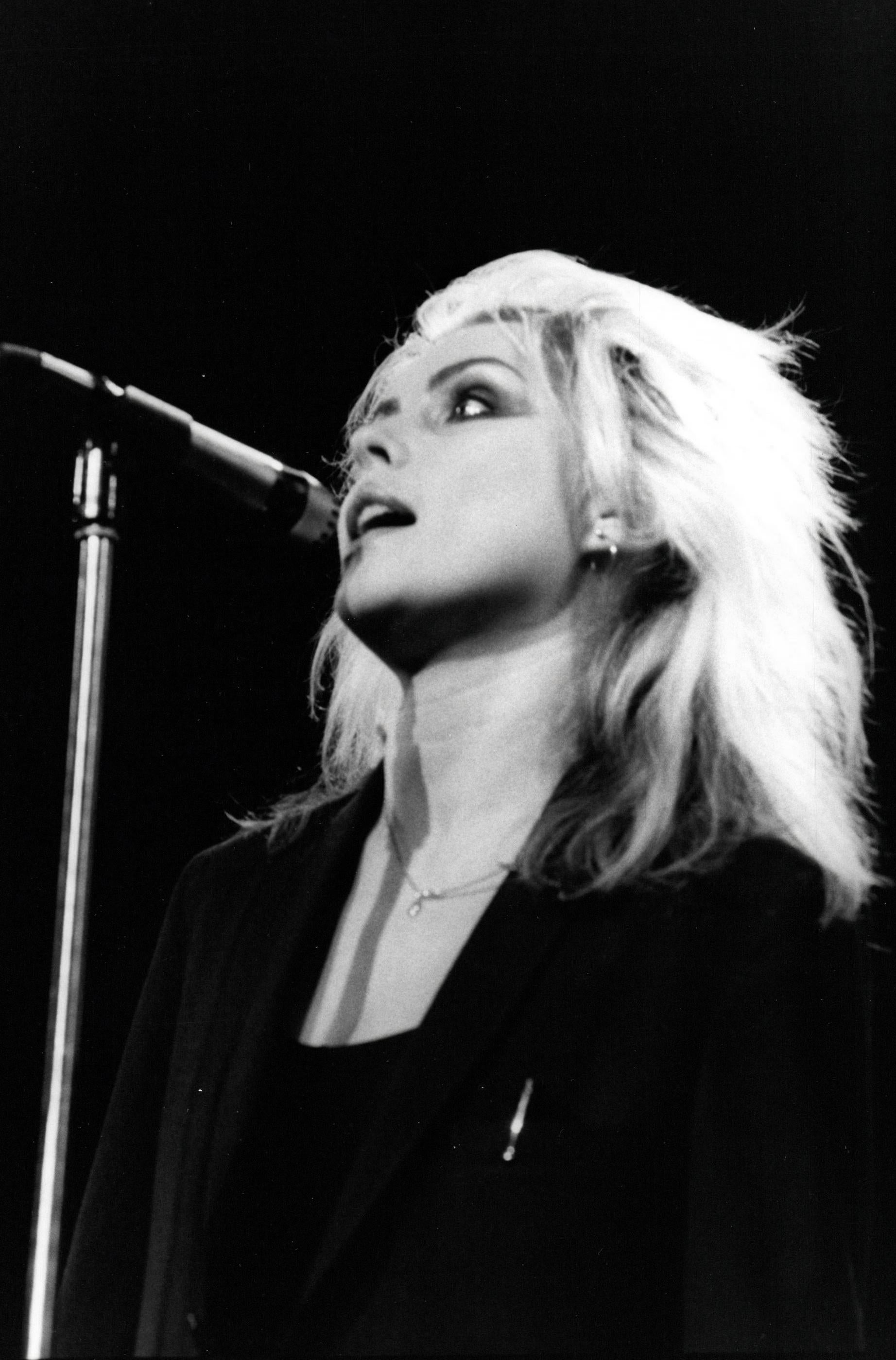 Paul Cox Black and White Photograph - Debbie Harry of Blondie Singing to Audience Vintage Original Photograph
