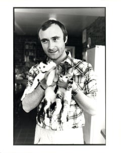 Phil Collins Holding Kittens Vintage Original Photograph