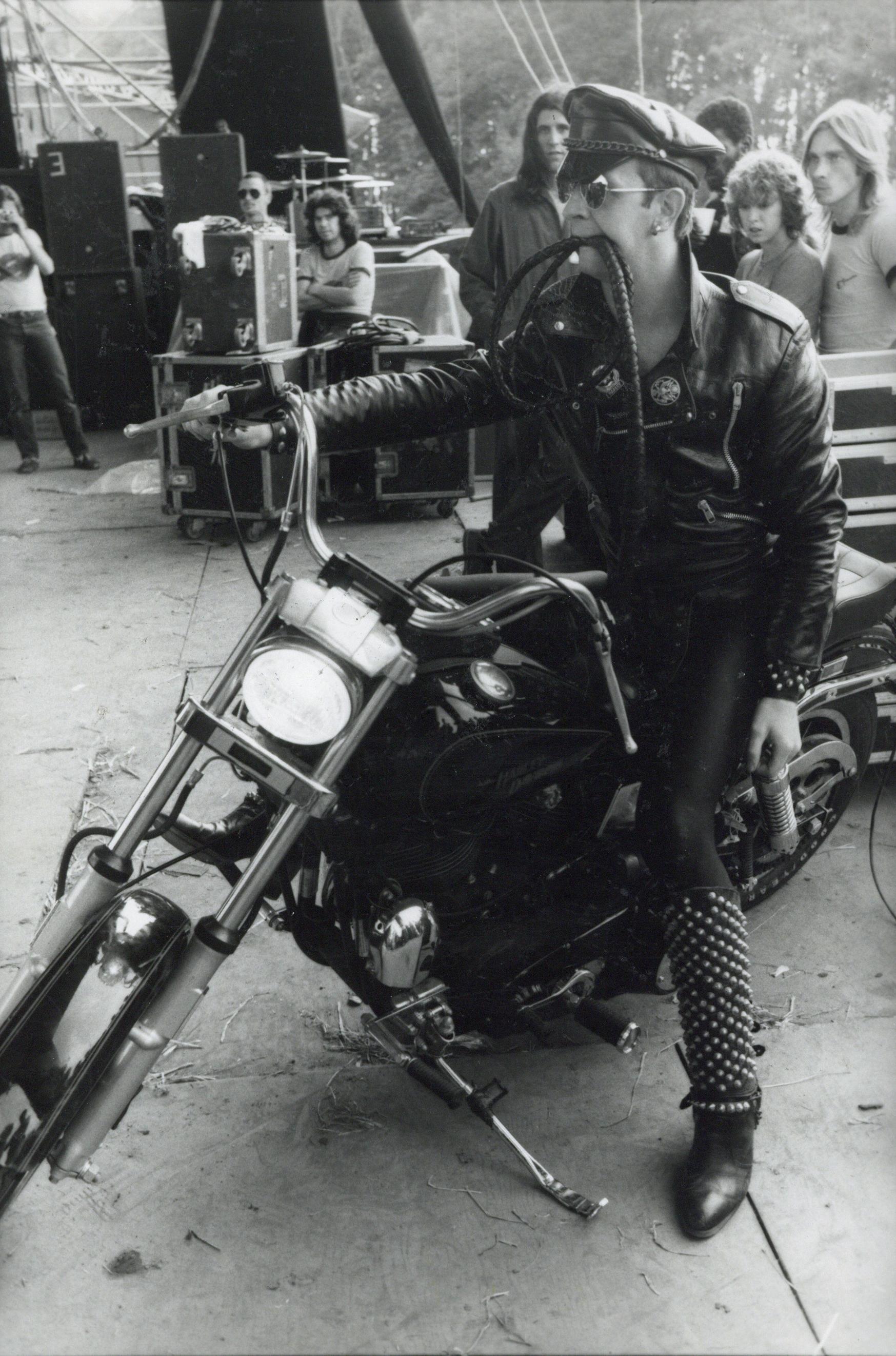 Paul Cox Black and White Photograph - Rob Halford of Judas Priest on Motorcycle Vintage Original Photograph