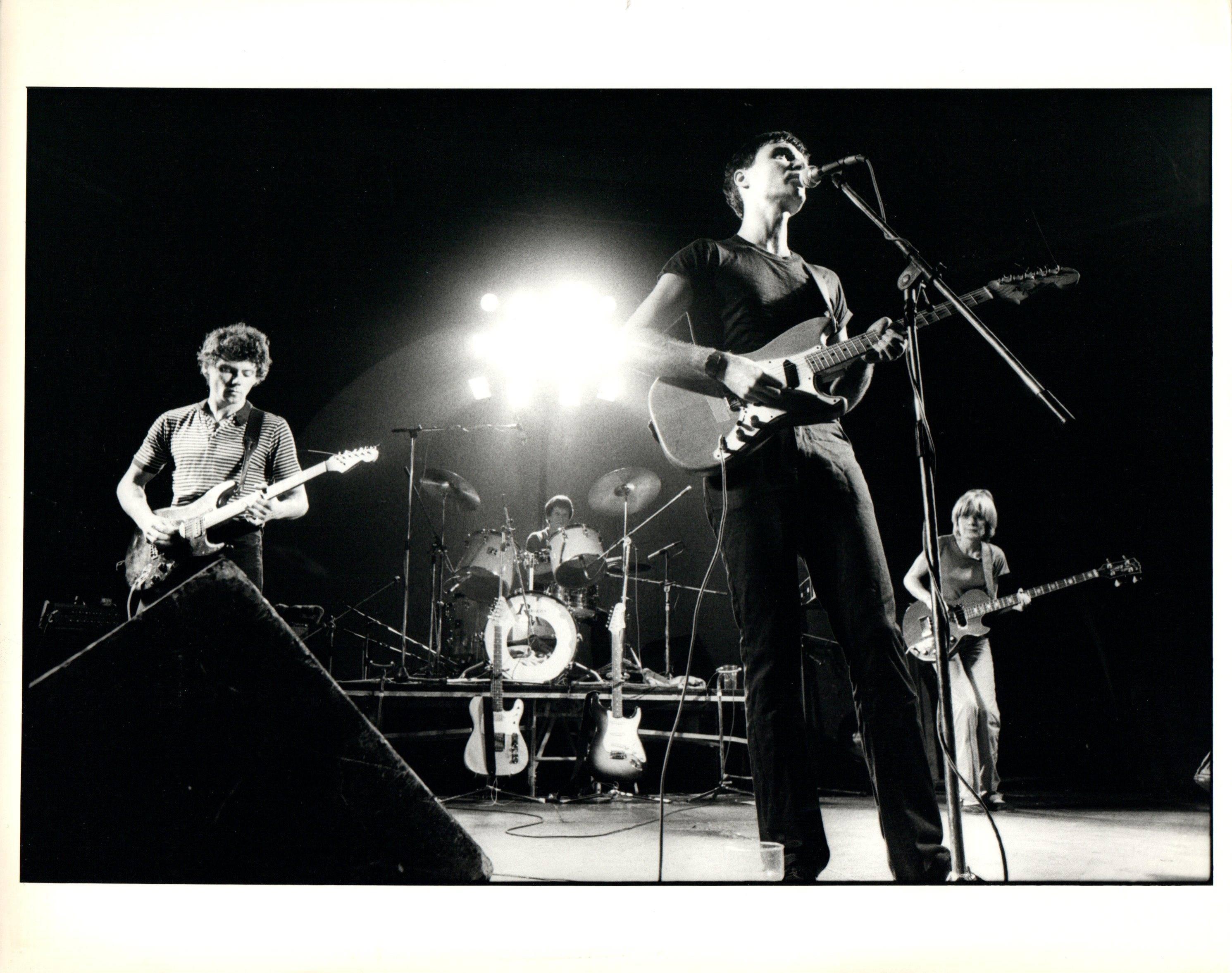 Paul Cox Black and White Photograph - Talking Heads Performing on Stage Vintage Original Photograph