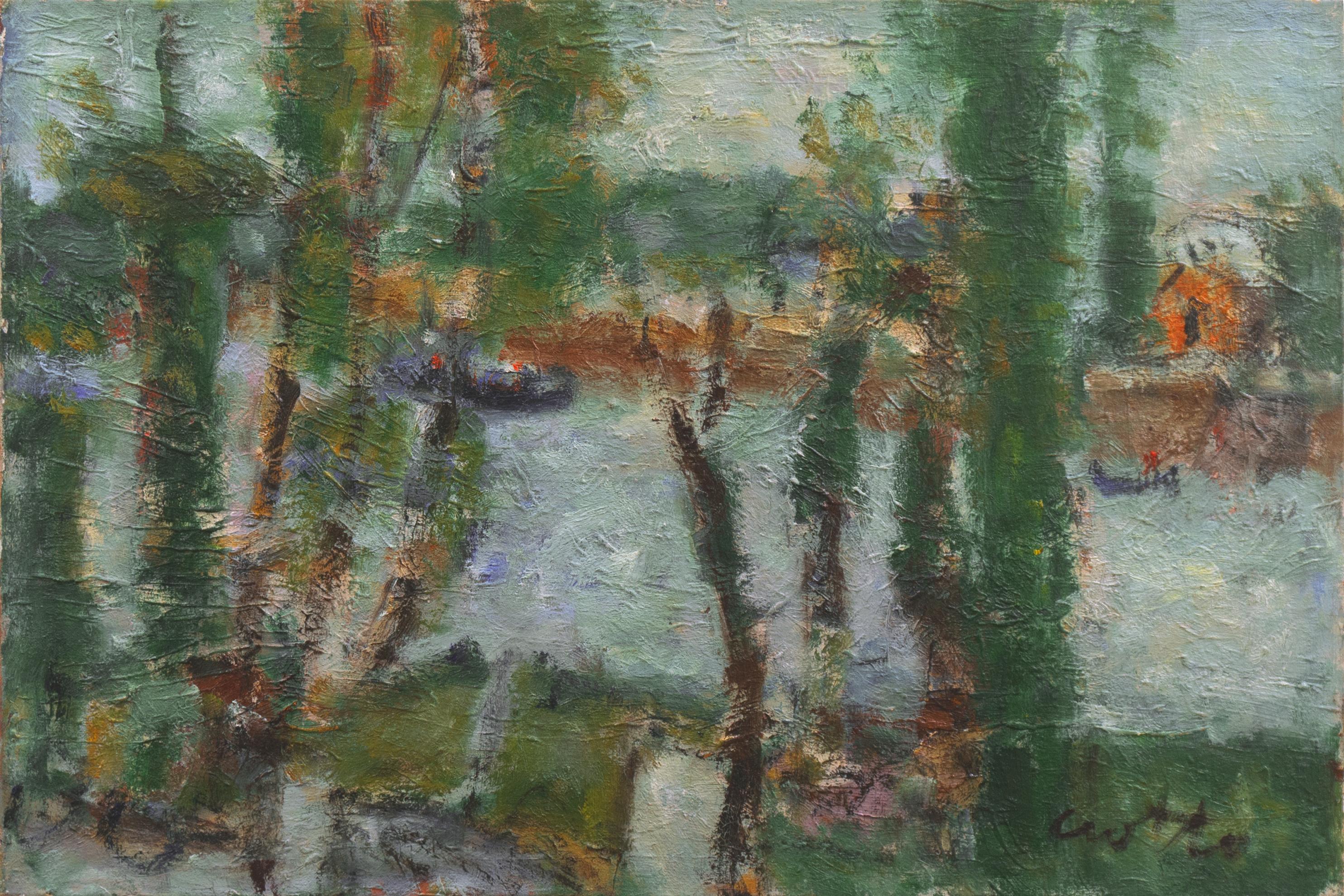 La Marna", Parigi, Museo d'Arte Moderna, Salon d'Automne, Bernheim Jeune, ASL - Painting di Paul Crotto