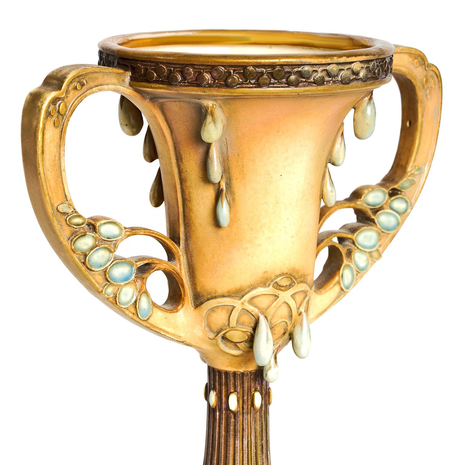 Paul Dachsel for Amphora Two Handled Vase In Excellent Condition For Sale In Litchfield, CT