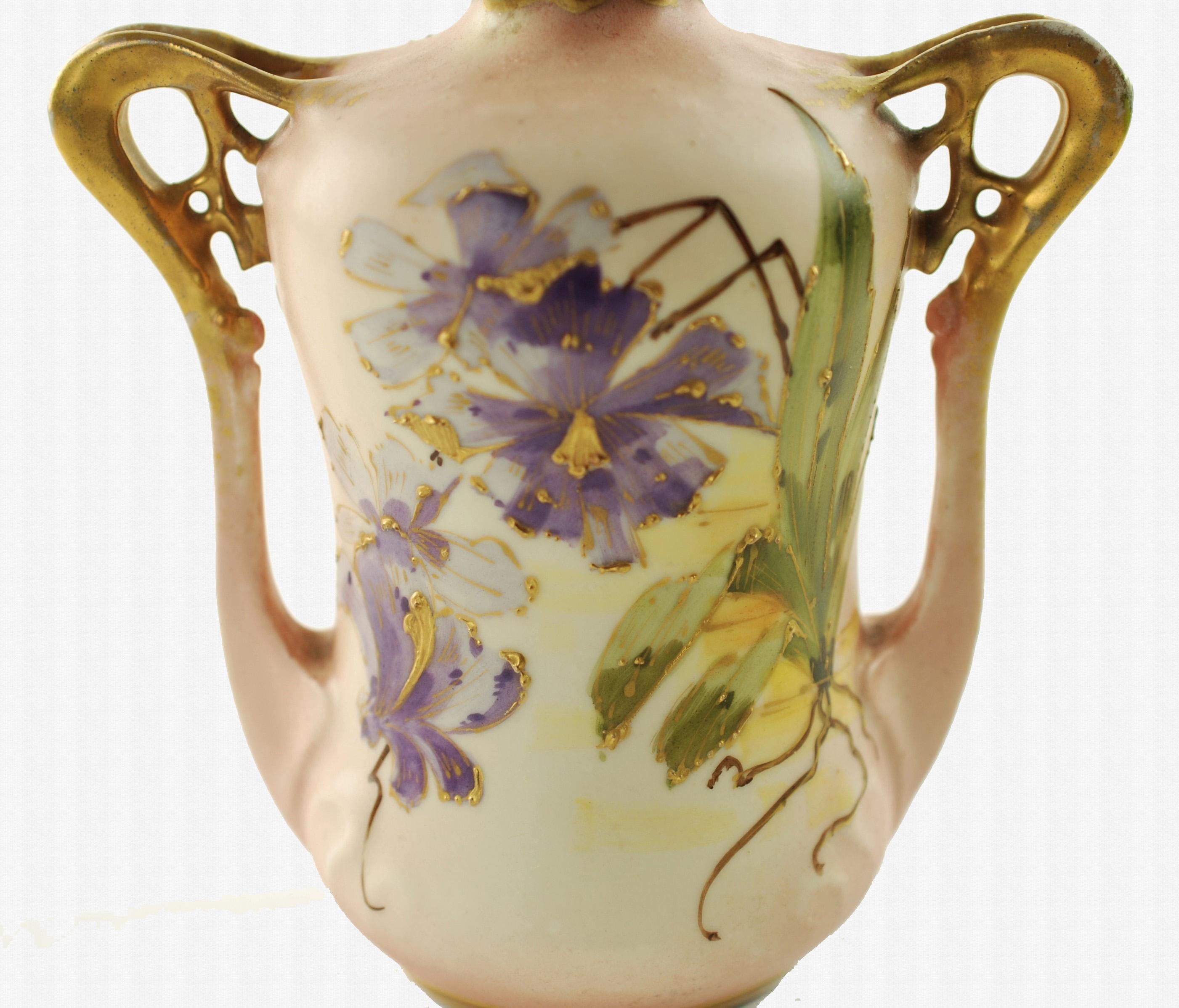Art Nouveau Antique Paul Dachsel for Riessner, Stellmacher and Kessel Amphora Porcelain Vase For Sale