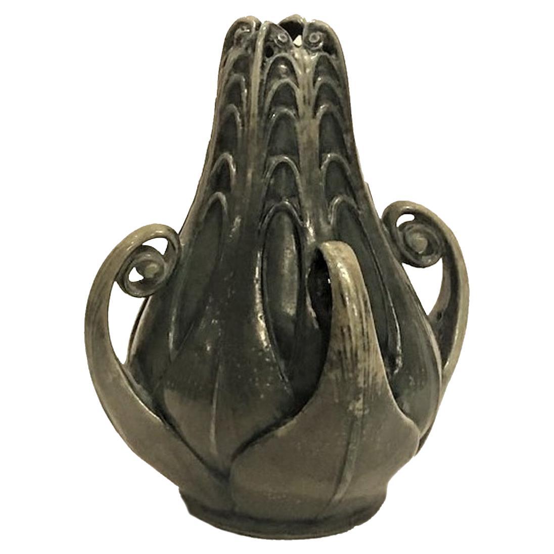 Paul Dachsel for Turn Teplitz, Austrian Jugenstil Ceramic ‘Fern’ Vase, ca. 1900 For Sale