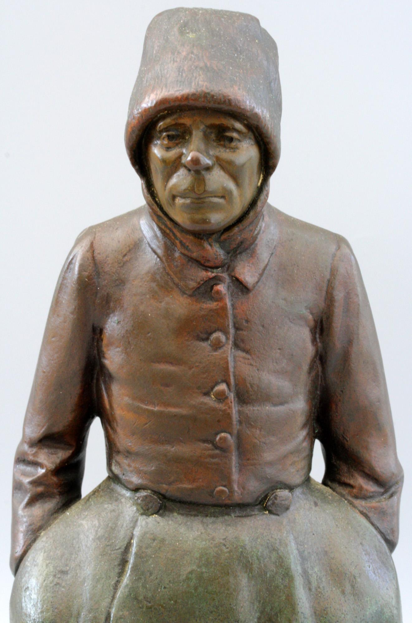 Paul D'Aire French Cold Painted Bronze Sculpture of a Breton Peasant 2