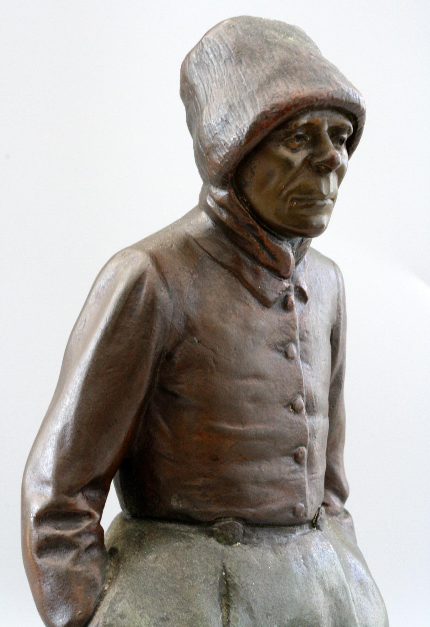 Late 19th Century Paul D'Aire French Cold Painted Bronze Sculpture of a Breton Peasant