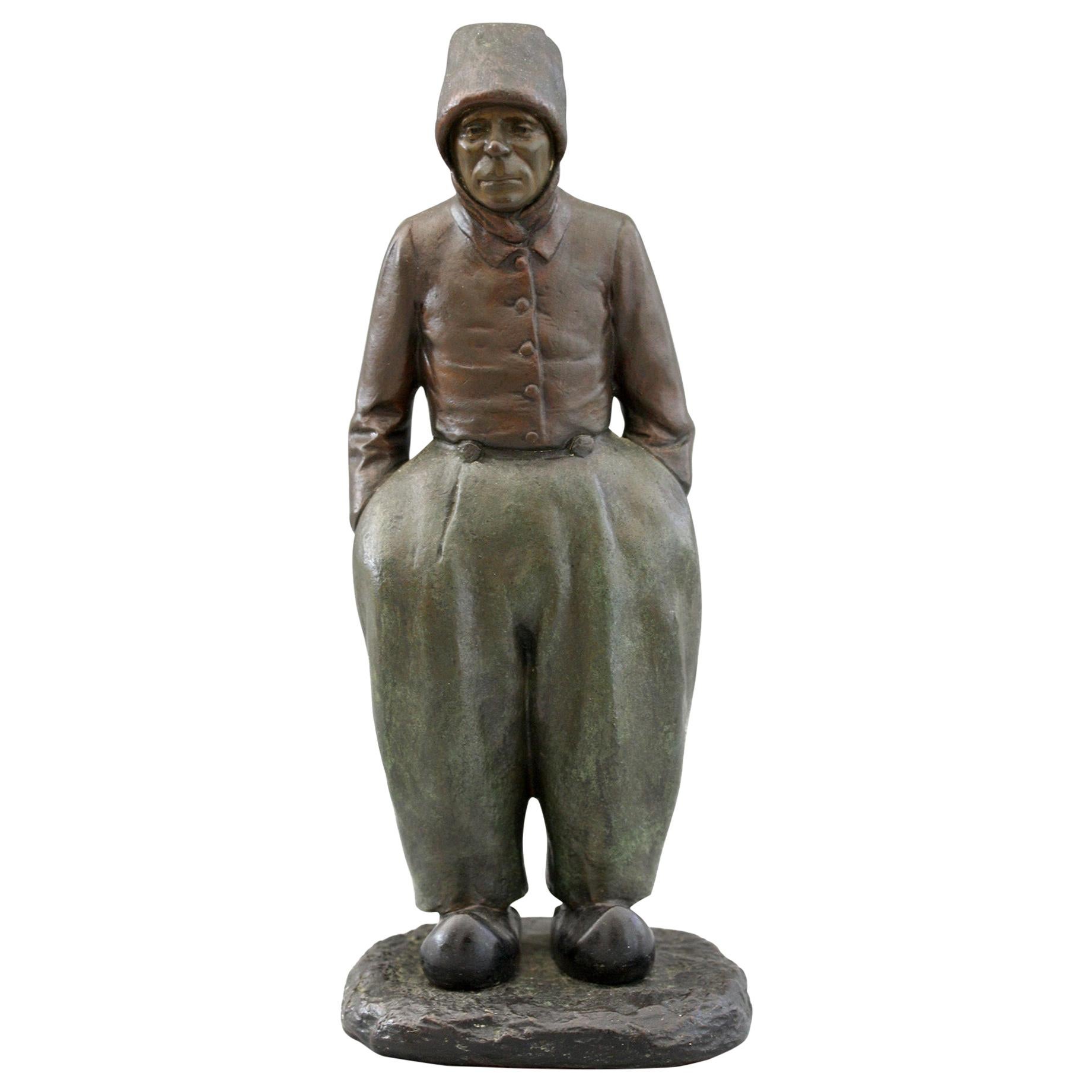 Paul D'Aire French Cold Painted Bronze Sculpture of a Breton Peasant
