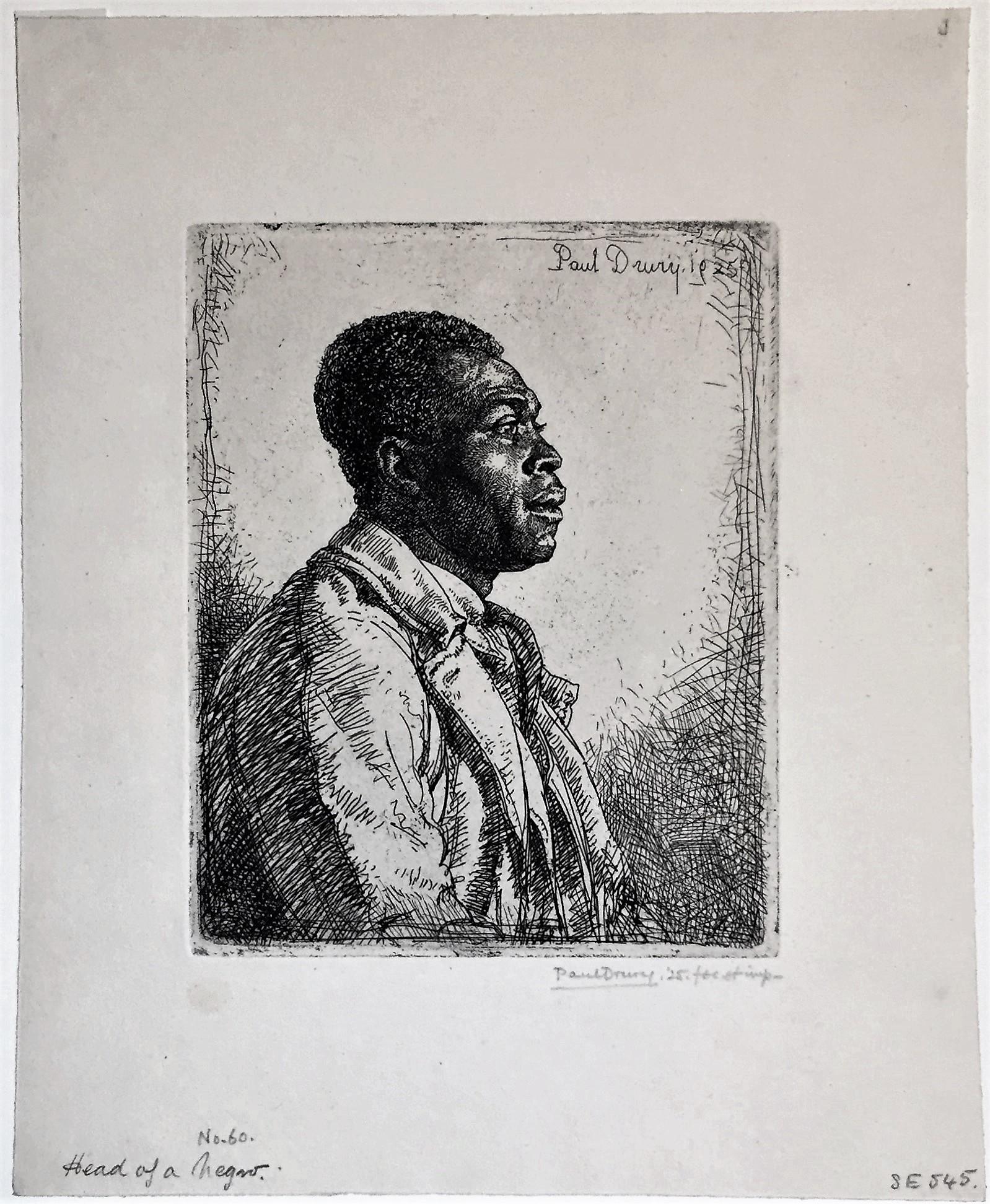 Head of a Negro.  - Print by Paul Dalou Drury R.E.