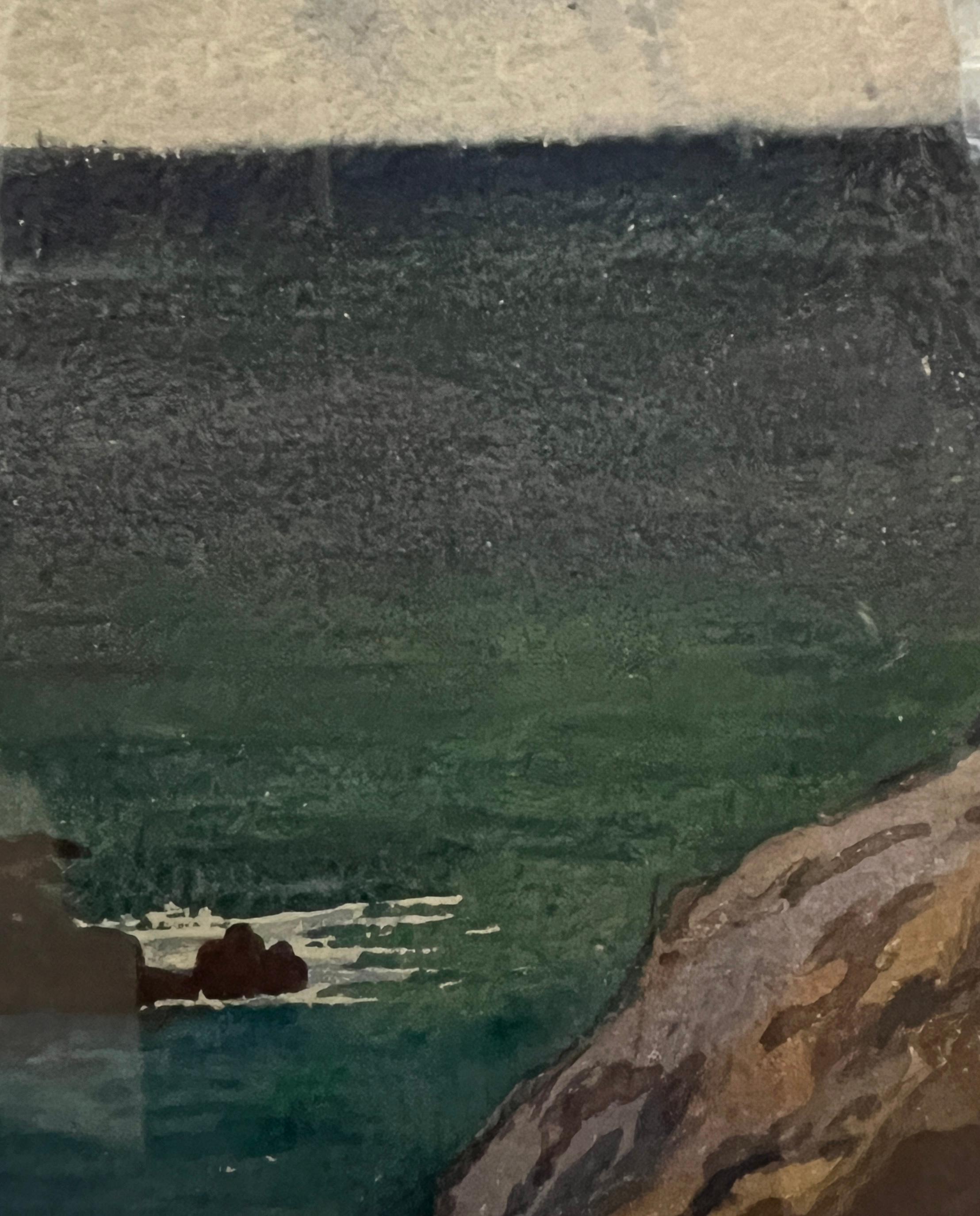 Capri - Landscape Painting Gris de Paul Daniel Huguenin-Virchaux