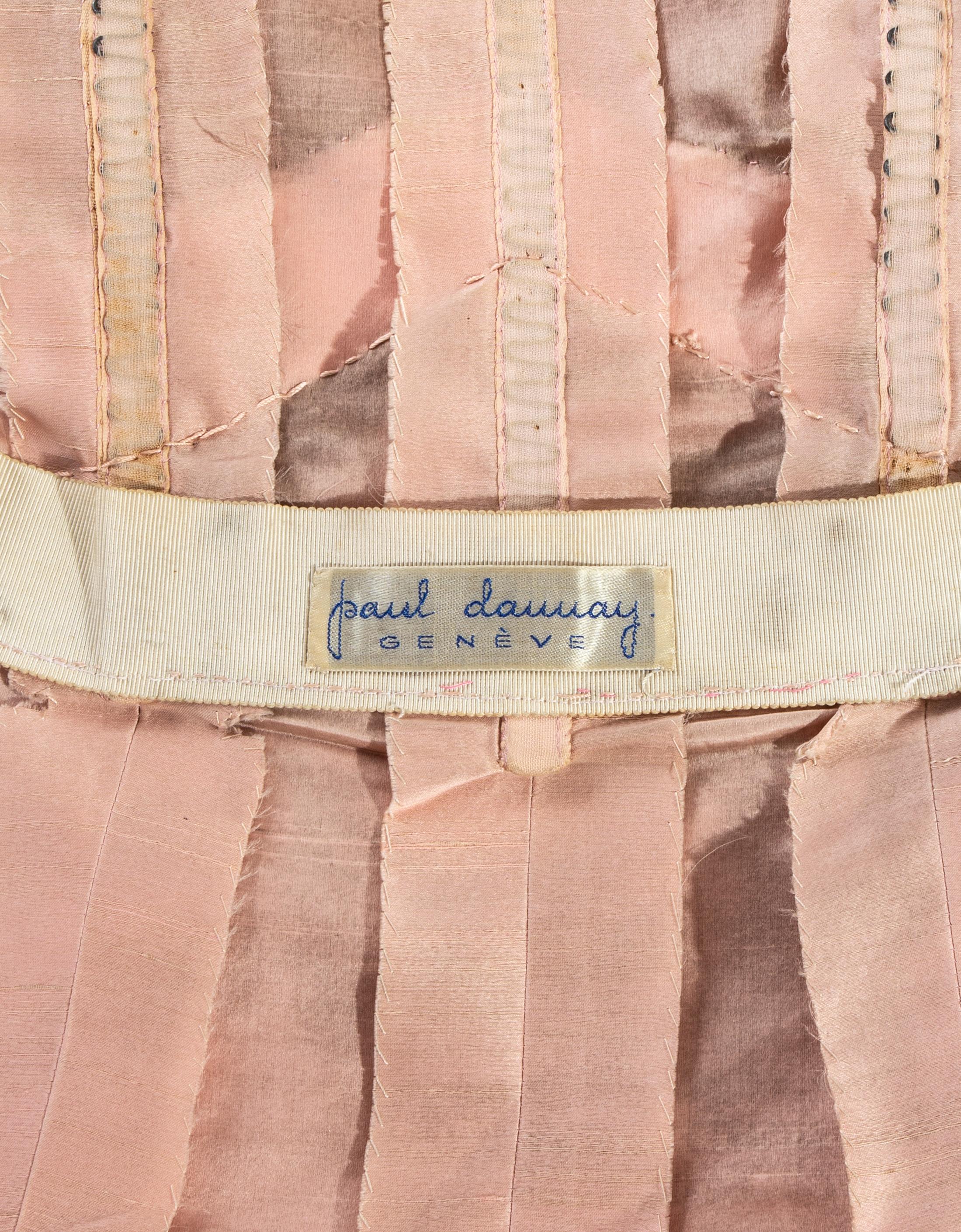 Jean Paul Daunay Couture Abendkleid aus rosa Seidenbrokat, ca. 1960 im Angebot 2