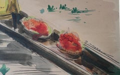 Paul Daxhelet (1905-1993) africanist watercolor, middle 20th century