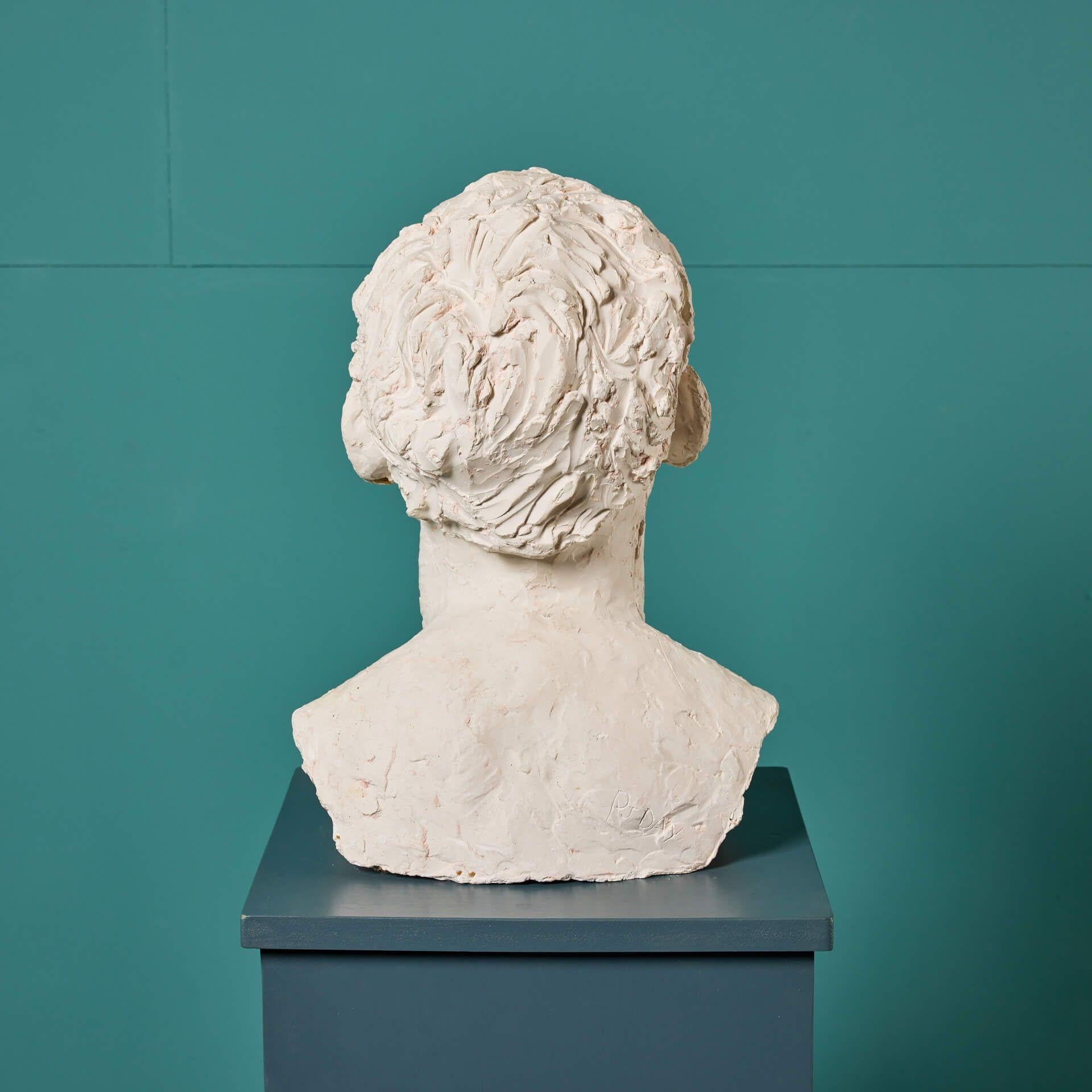 English Paul Day (b. 1967) Portrait Plaster Bust of Male For Sale