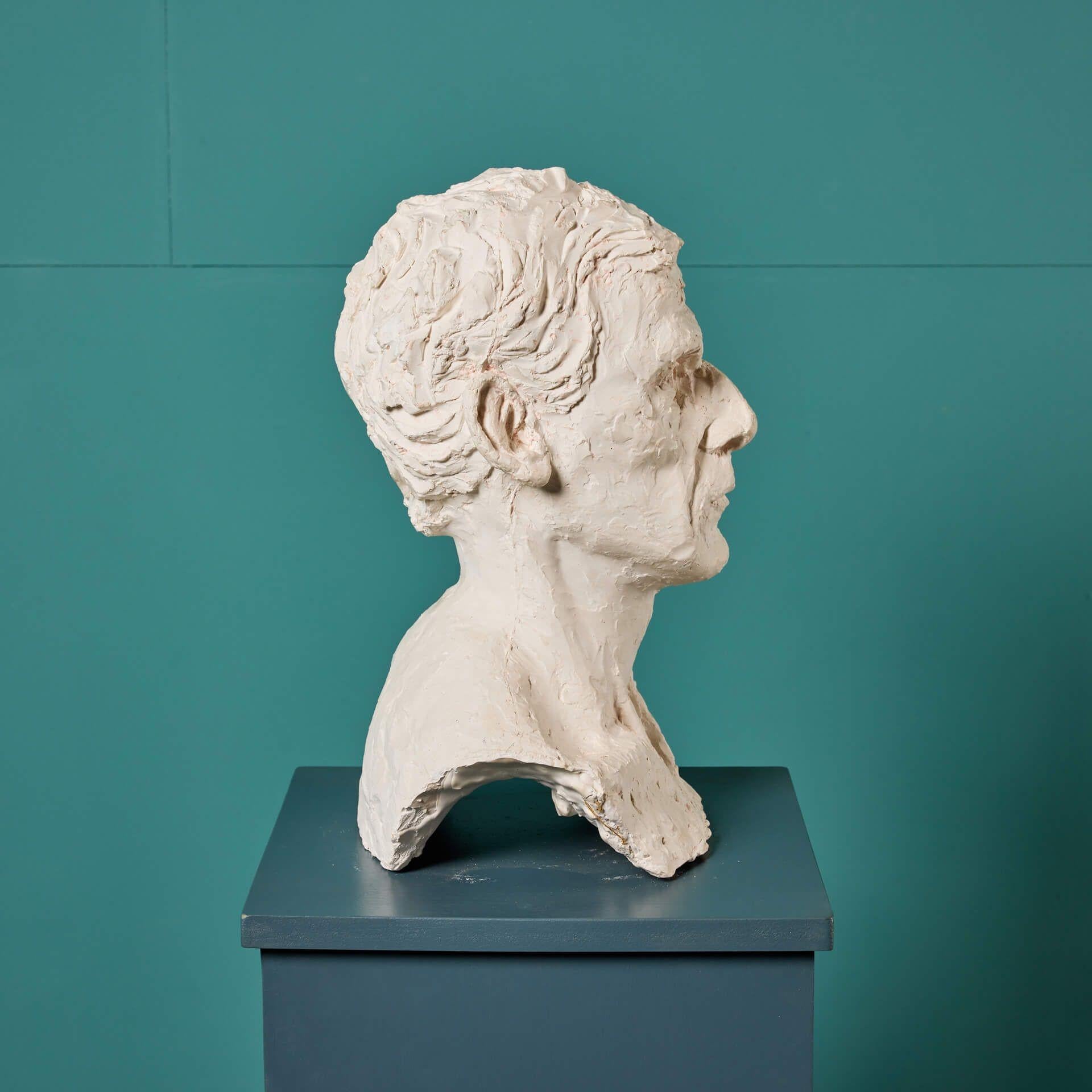 Paul Day (b. 1967) Portrait Plaster Bust of Male In Fair Condition For Sale In Wormelow, Herefordshire