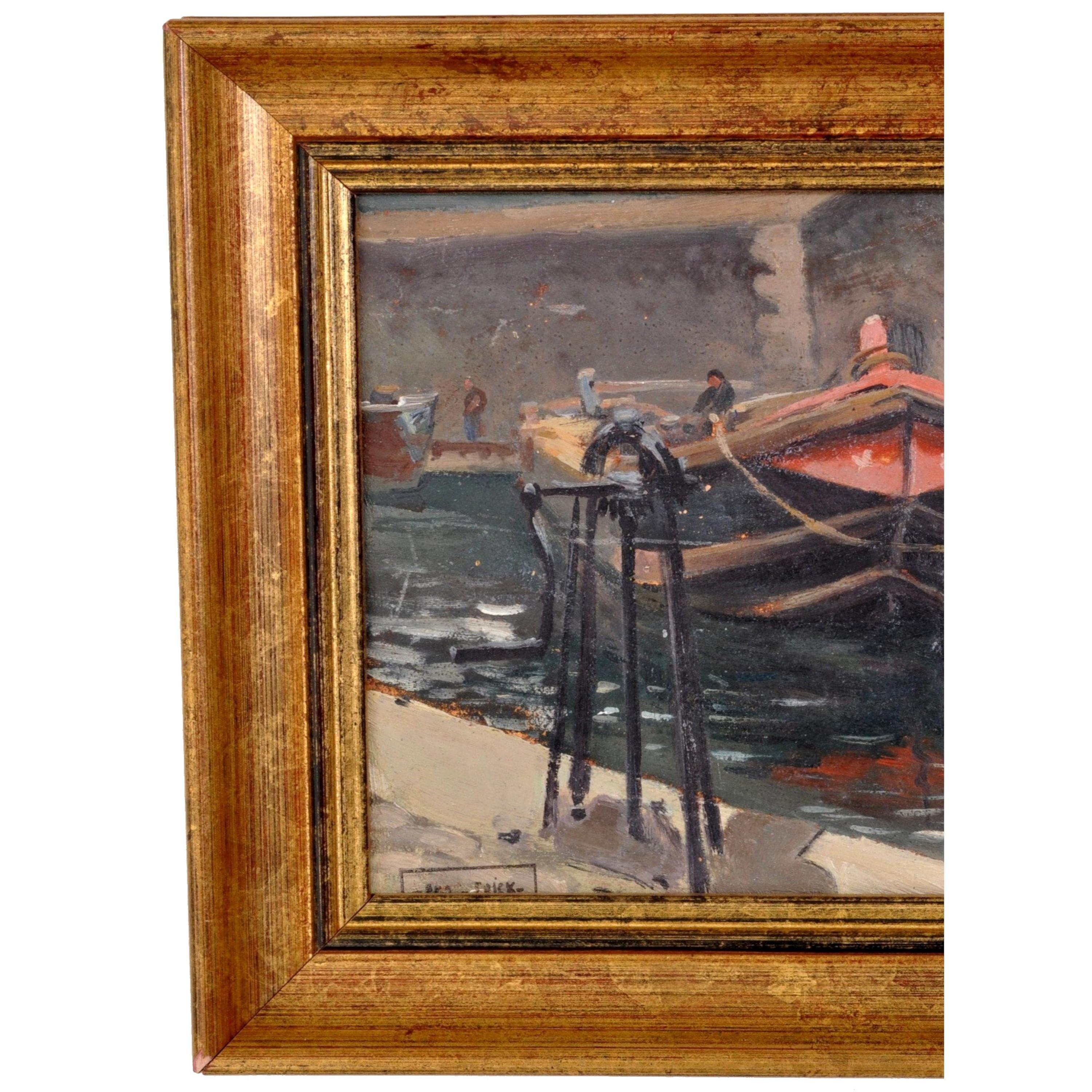 Antique French Impressionist Oil on Panel by Paul de Frick, 
