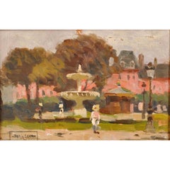 Antique French Impressionist Oil Painting "Place des Vosges" Paris Paul de Frick