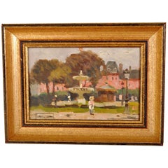 Antique French Impressionist Oil Painting "Place des Vosges" Paris Paul de Frick