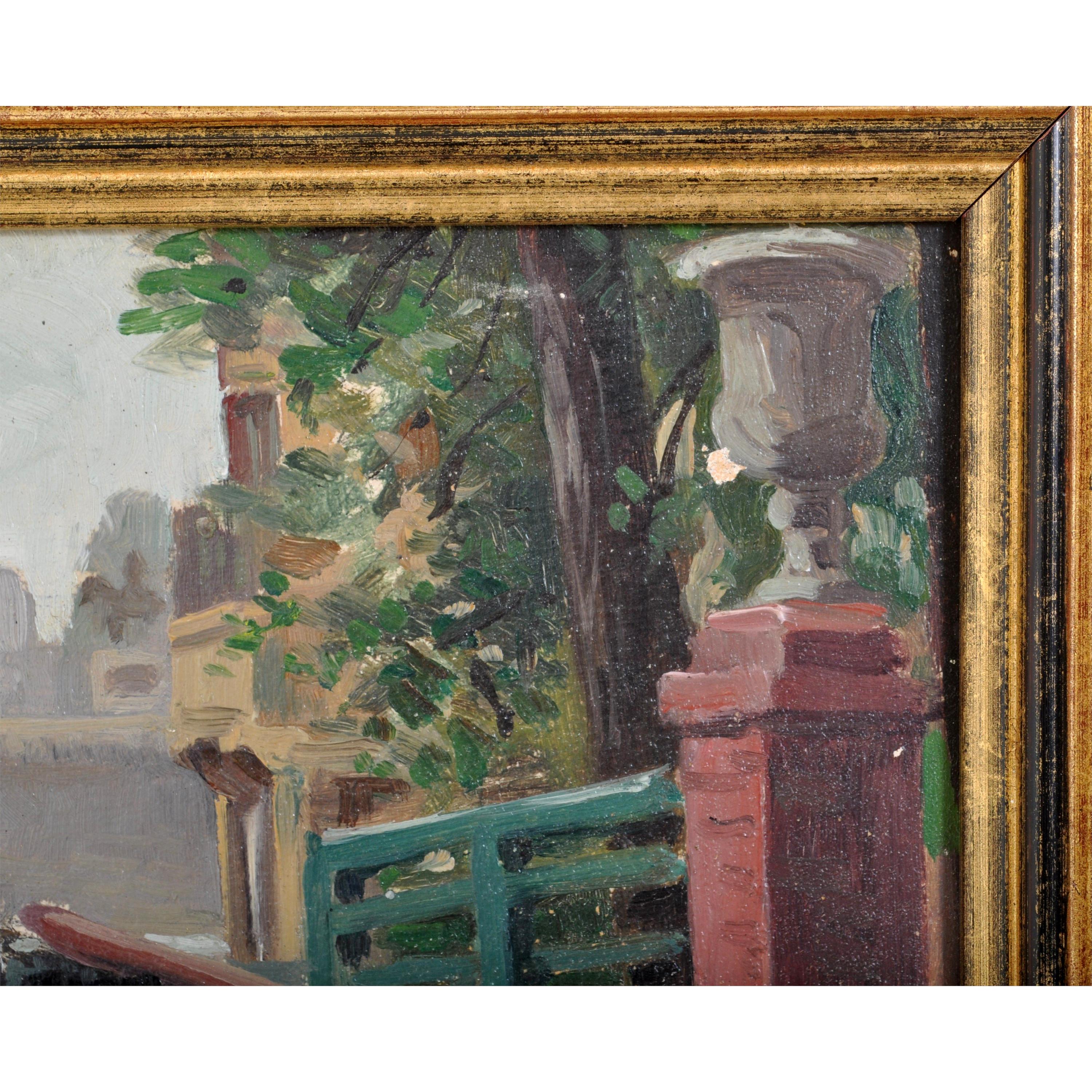 Ancienne huile impressionniste française sur panneau de Paul de Frick, 