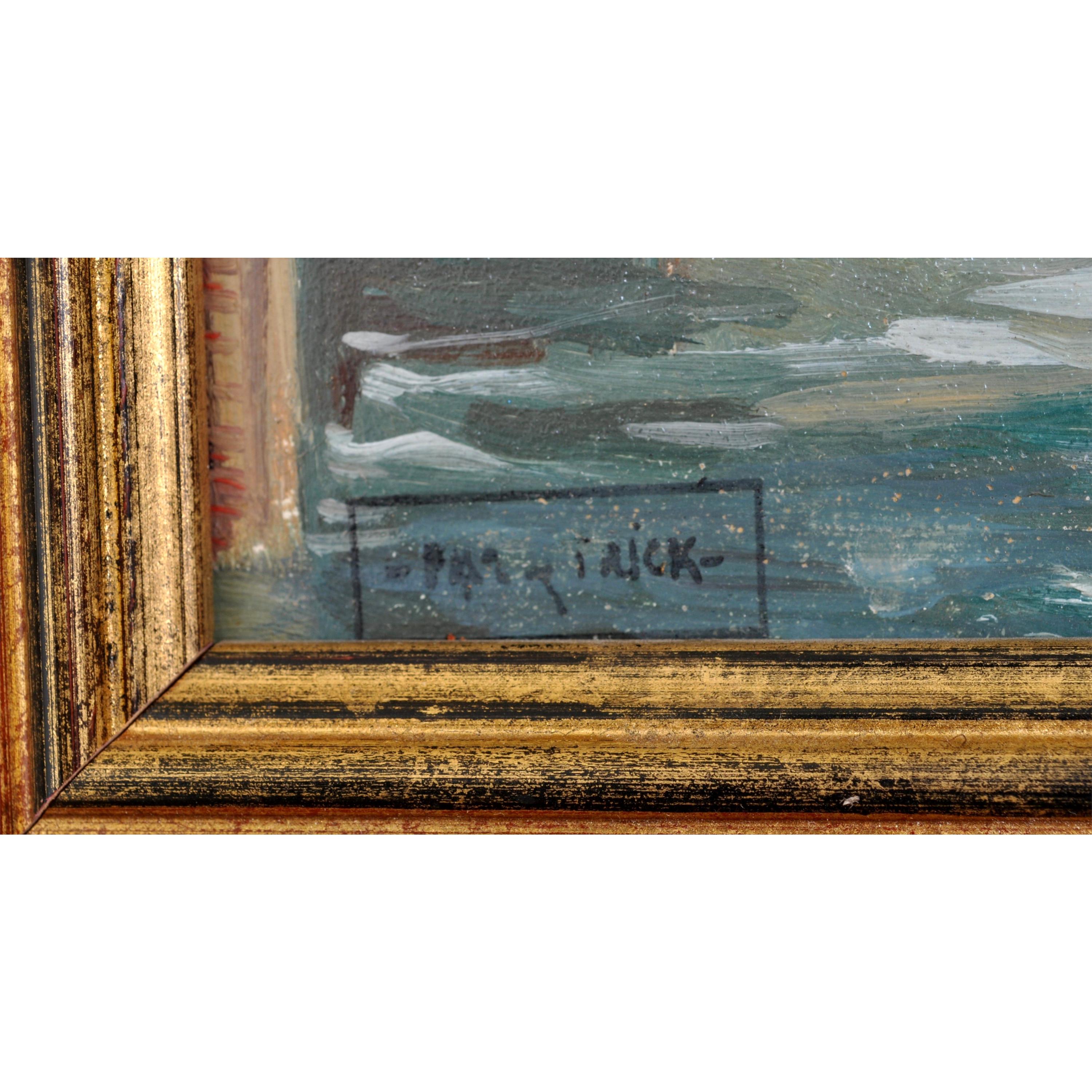 Ancienne peinture à l'huile impressionniste française Pont Neuf Paris par Paul de Frick 1900 en vente 3