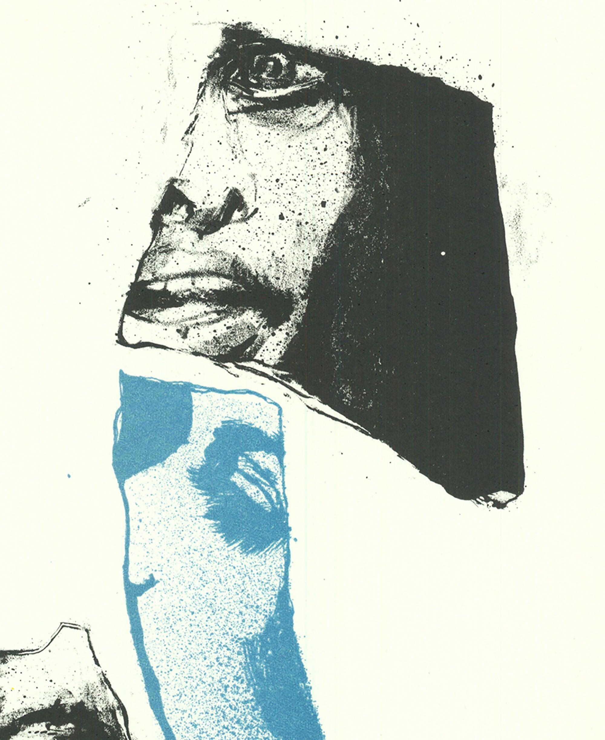 Turquoise and Black is an original four-color lithograph created as part of a collection of 33 first-edition lithographs for the 6th and final edition of The Situationist Times: International Parisian Edition. This landmark issue was published in