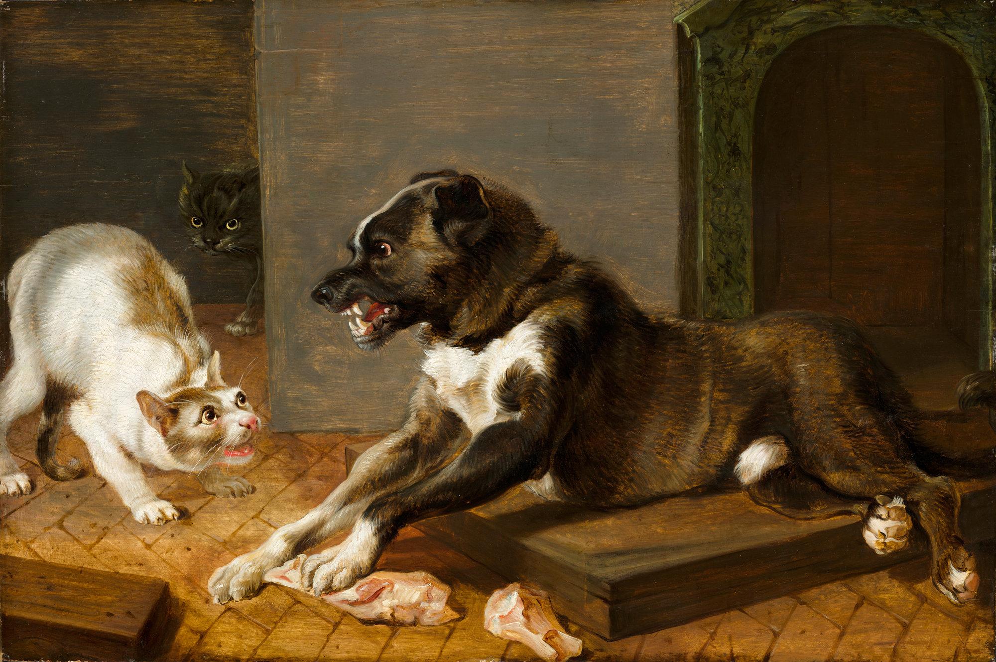 Paul de Vos Animal Painting - Dog and Cats