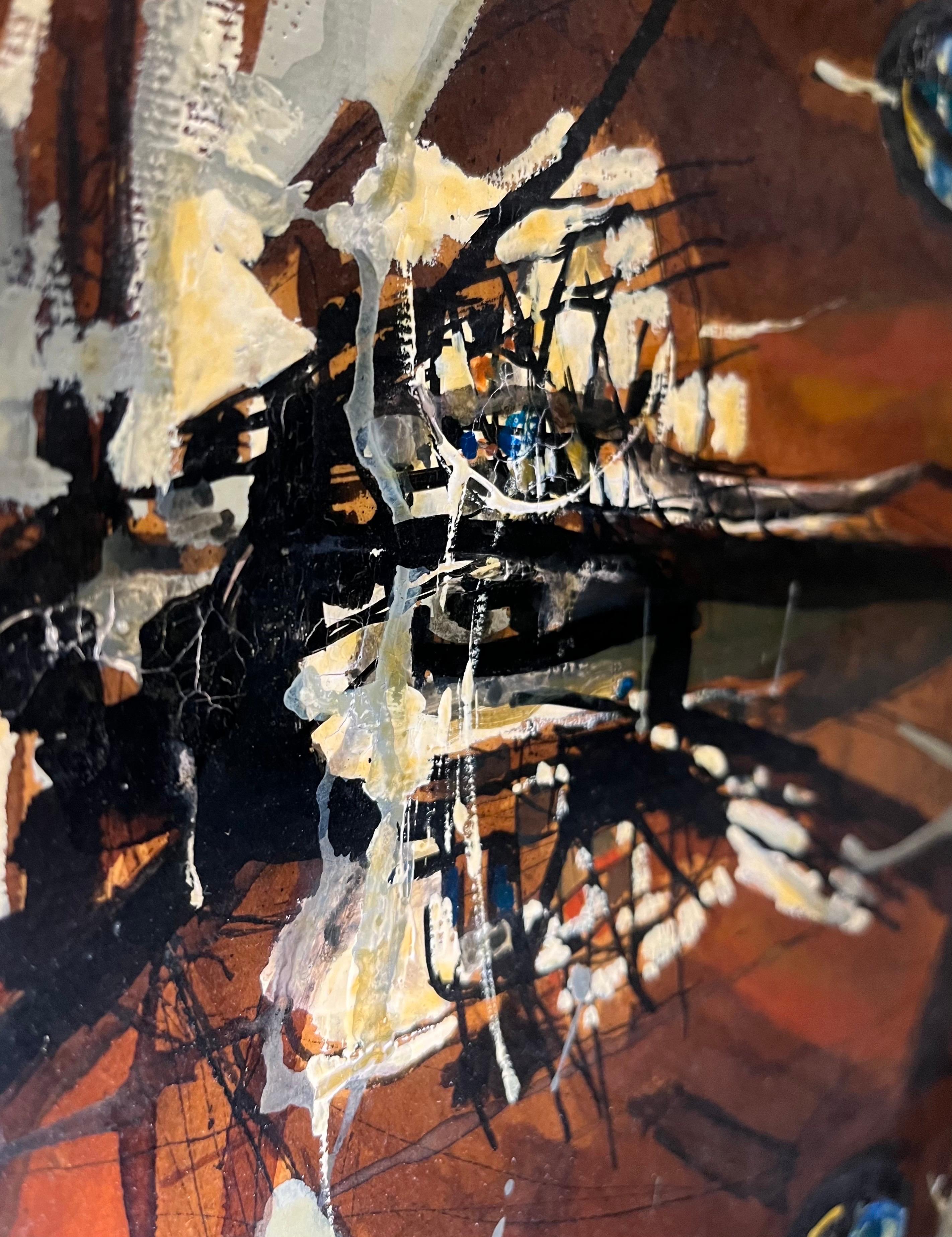 Butterfly di Paul Delapoterie - Olio su legno 49x63 cm in vendita 3