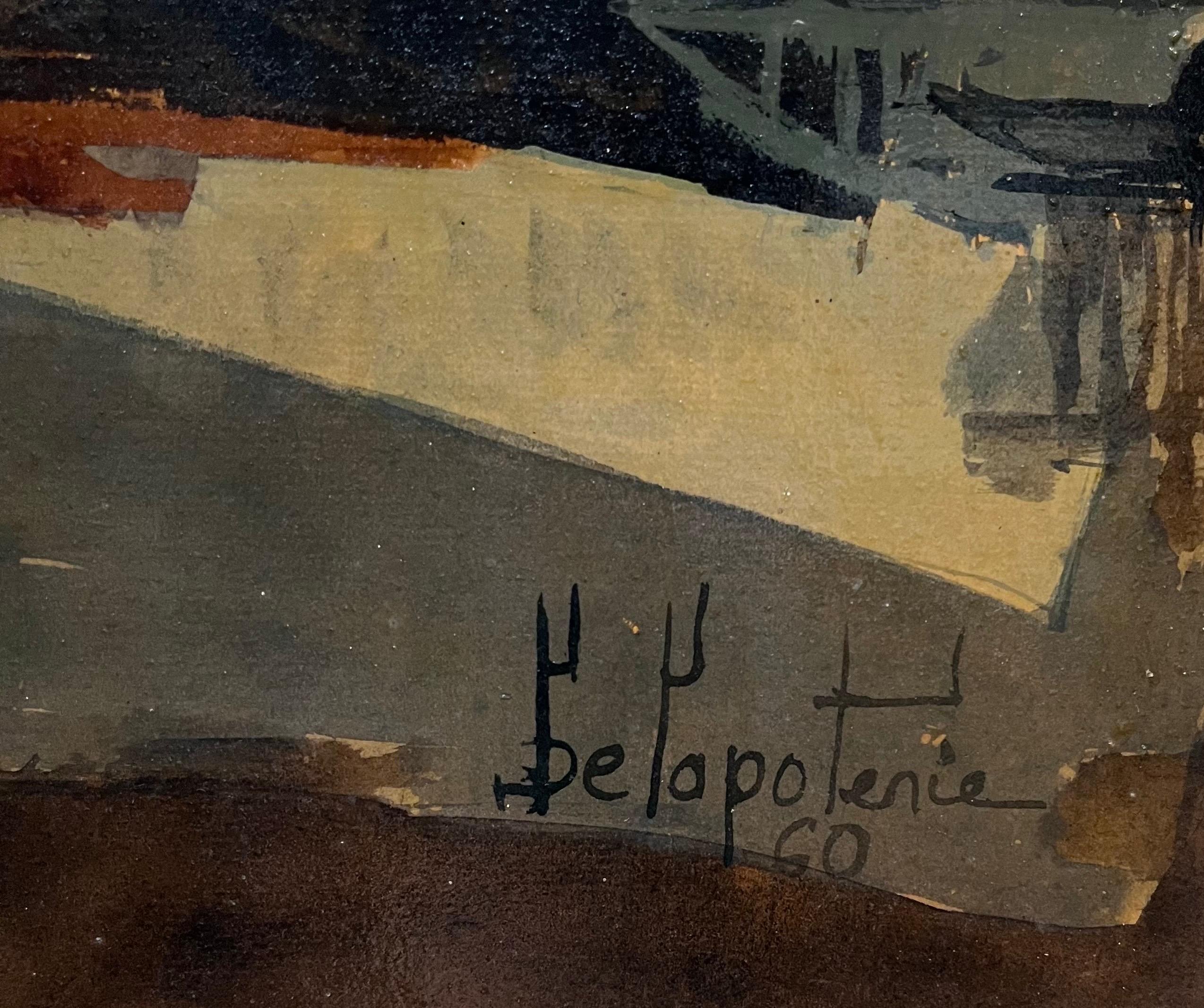 Paesaggio di cantiere di Paul Delapoterie - Olio su tavola 43,5x61 cm in vendita 2