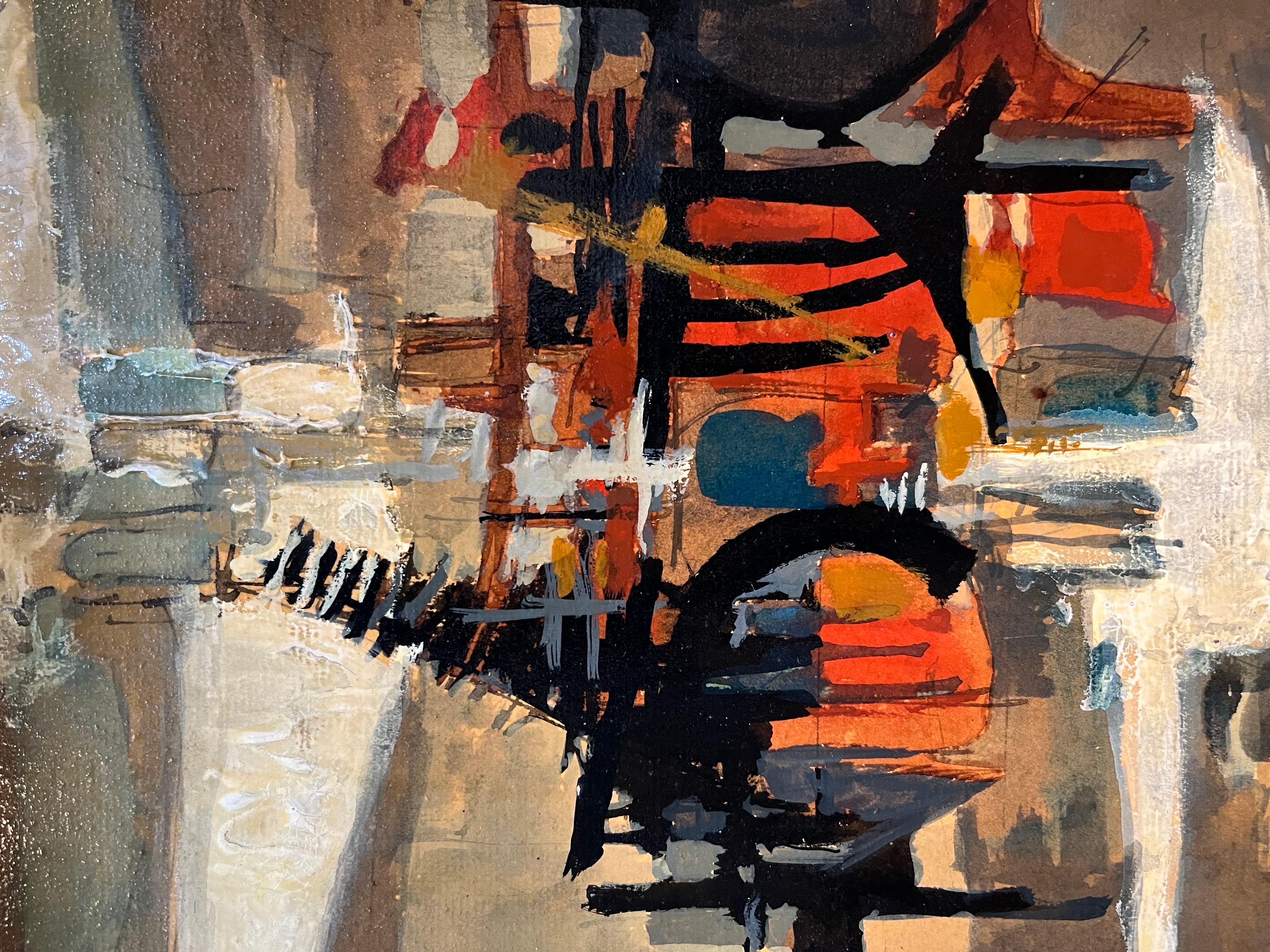 Paesaggio di cantiere di Paul Delapoterie - Olio su tavola 43,5x61 cm in vendita 7