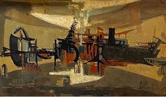 Paesaggio di cantiere di Paul Delapoterie - Olio su tavola 43,5x61 cm