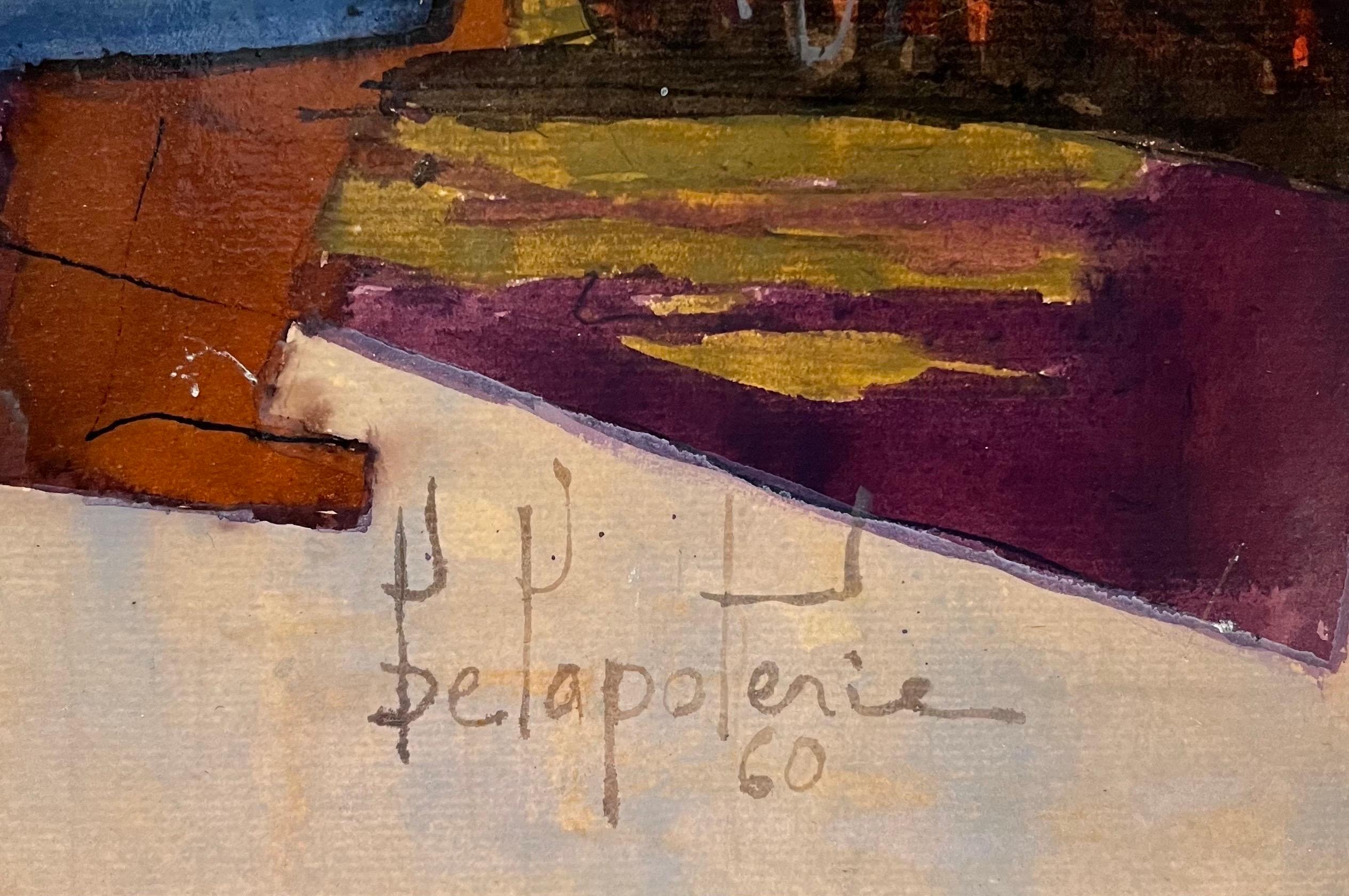 Landscape with Boats by Paul Delapoterie - Oil on wood 38x61 cm For Sale 2