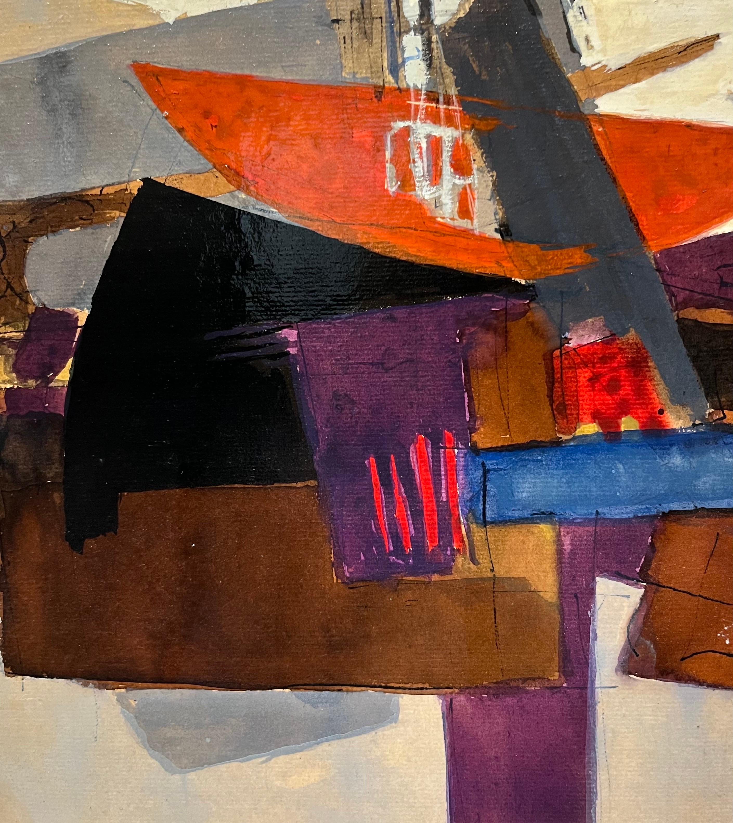Landscape with Boats by Paul Delapoterie - Oil on wood 38x61 cm For Sale 5