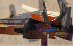 Paesaggio con barche di Paul Delapoterie - Olio su tavola 38x61 cm