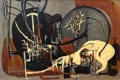 Natura morta con teschio di Paul Delapoterie - Olio su tavola 43,5x62 cm