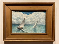 “Sailing in South Florida” Vintage Oil on Canvas by Paul DeLauney, ca 1920’s