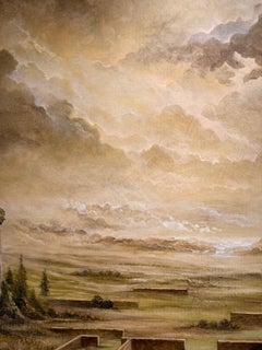 Les Jumelles Maze Tempera on Canvas Architecture Nature In Stock