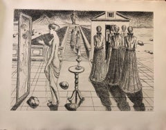 Construction d'un Temple en Ruine - Piastra n. 11 - Acquaforte di Paul Delvaux - 1973